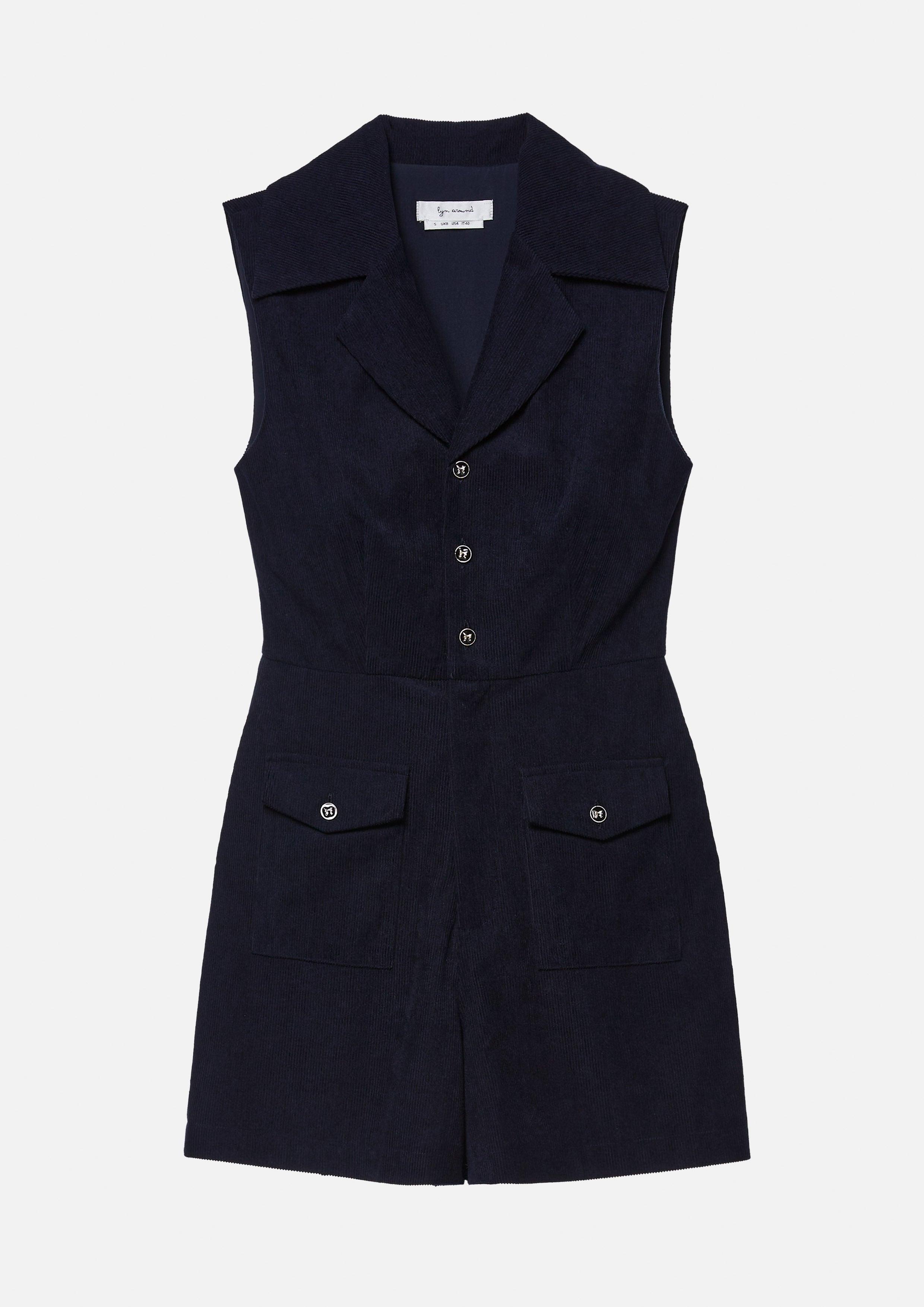 Lost in Museum Corduroy Charm Romper Navy