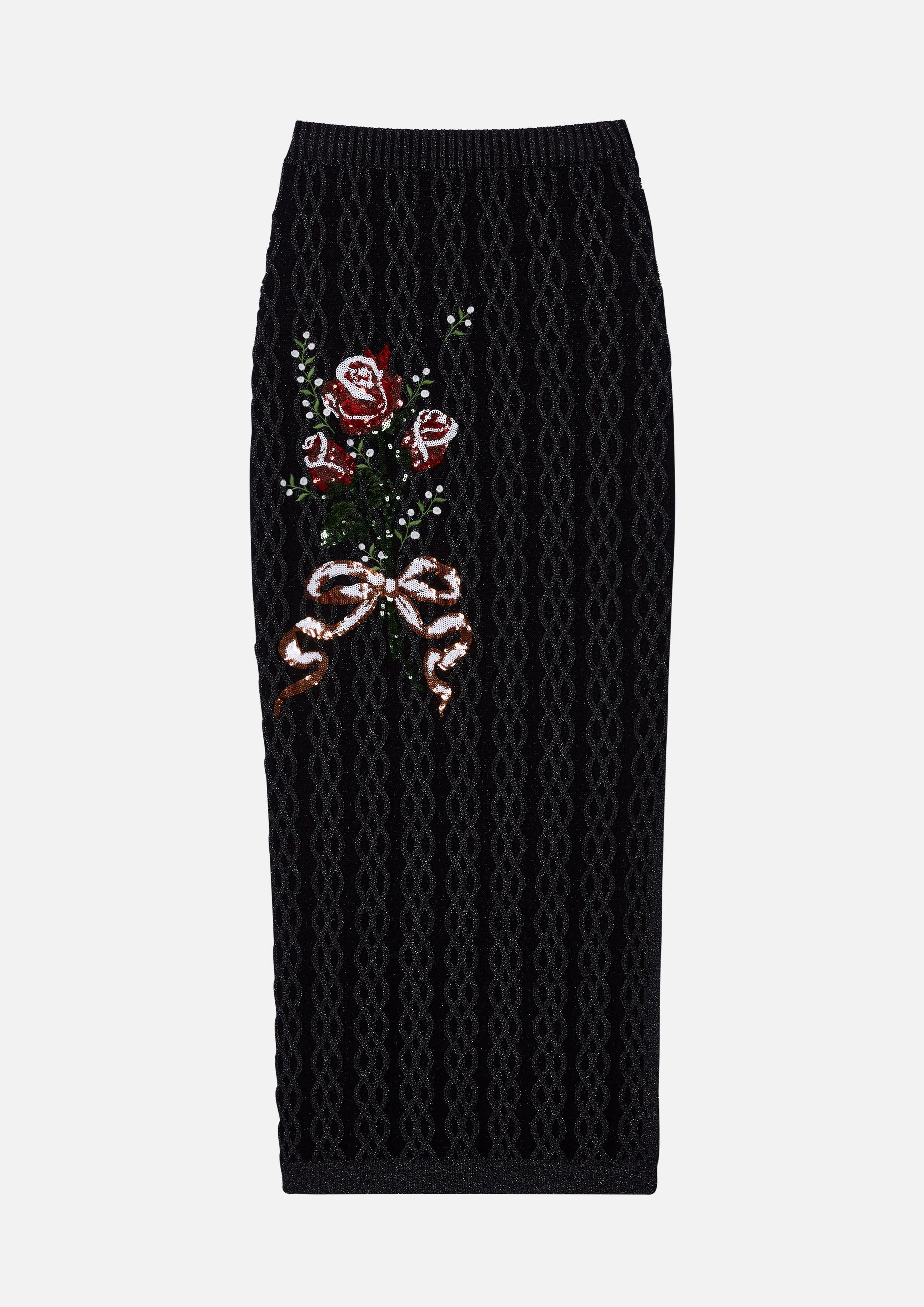 Nostalgia Chronicles Stretch Knit Slit Skirt Black