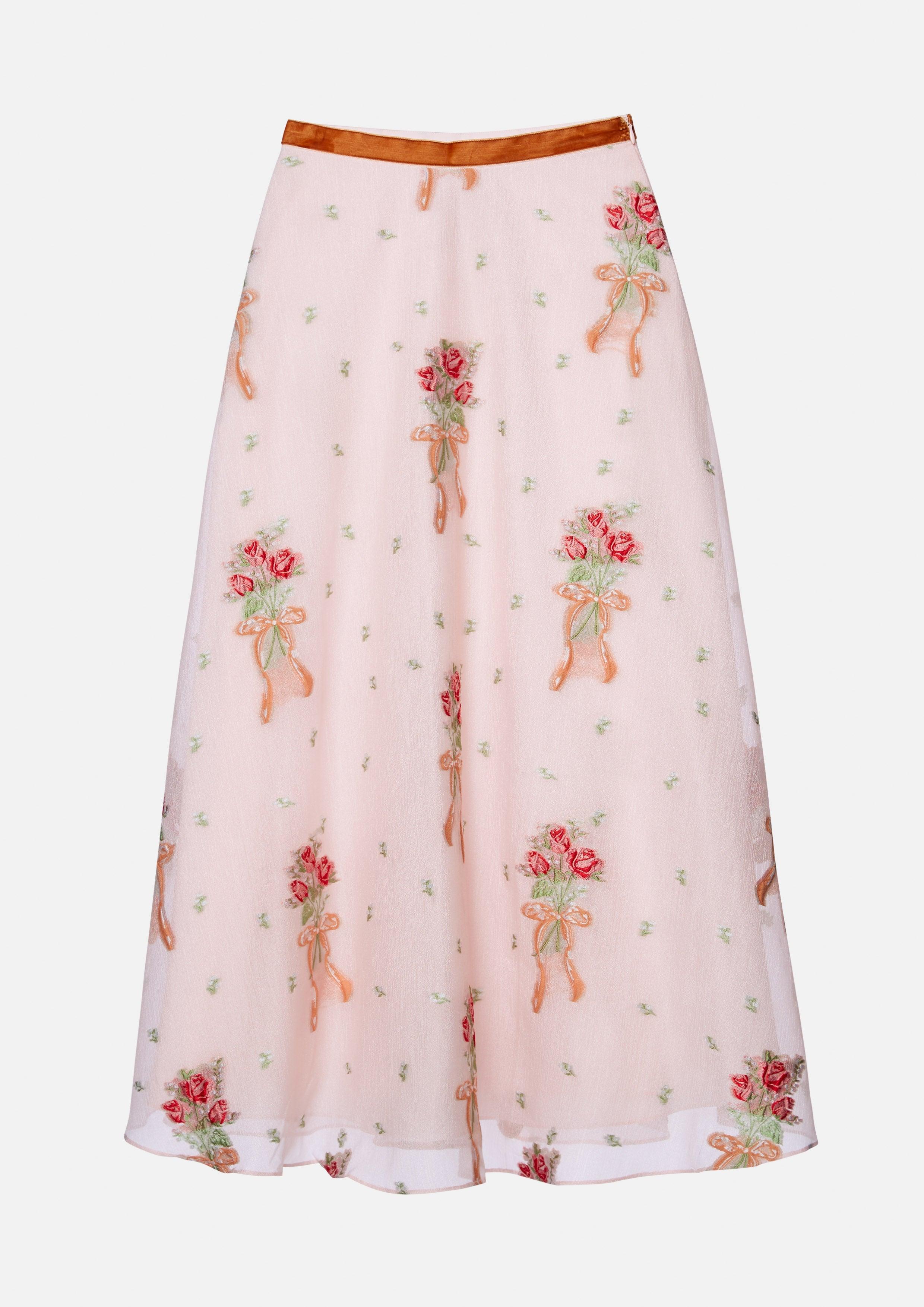 Nostalgia Chronicles Bouquet Print Skirt Pink