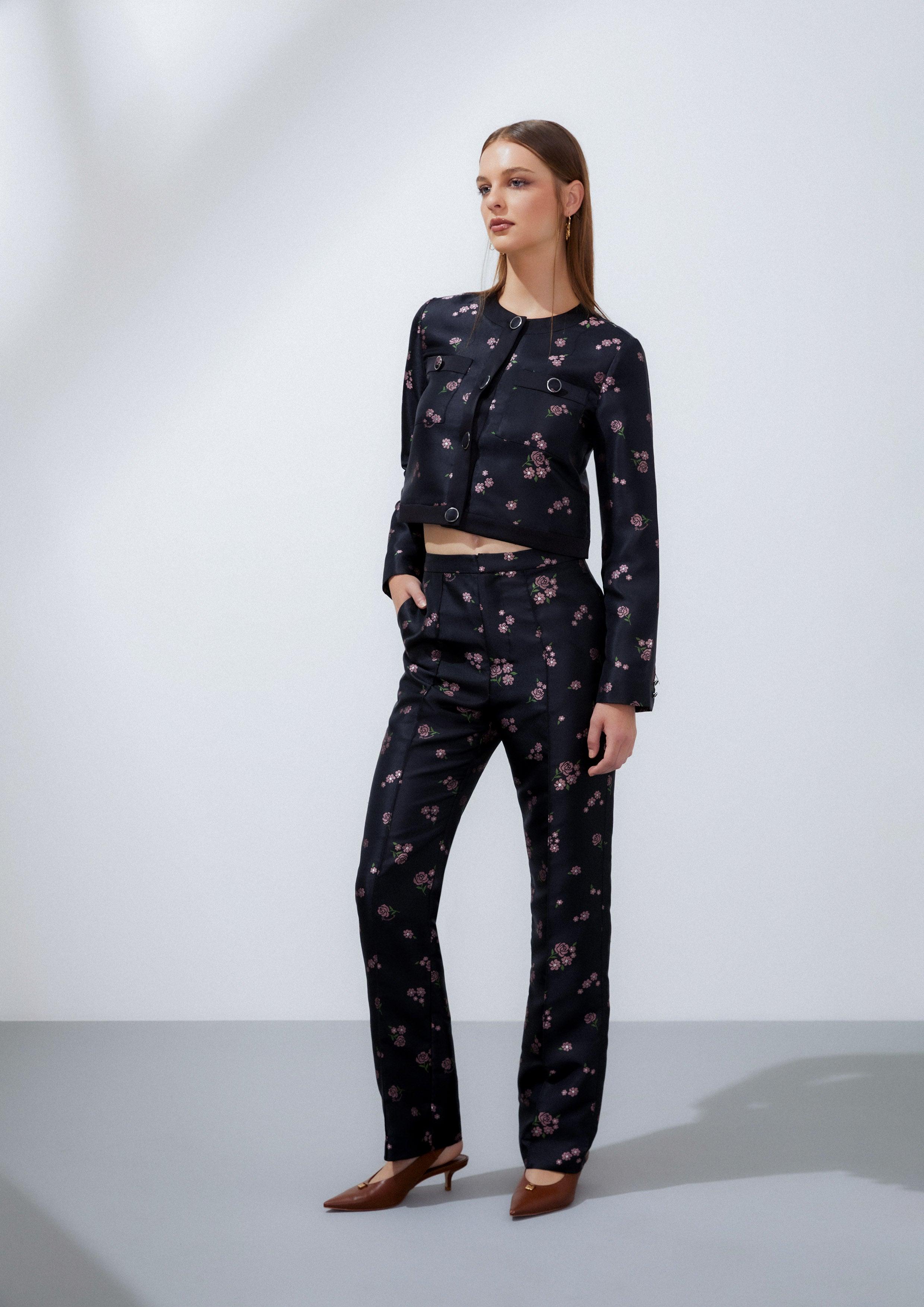 Nostalgia Chronicles Floral Straight Pants Black