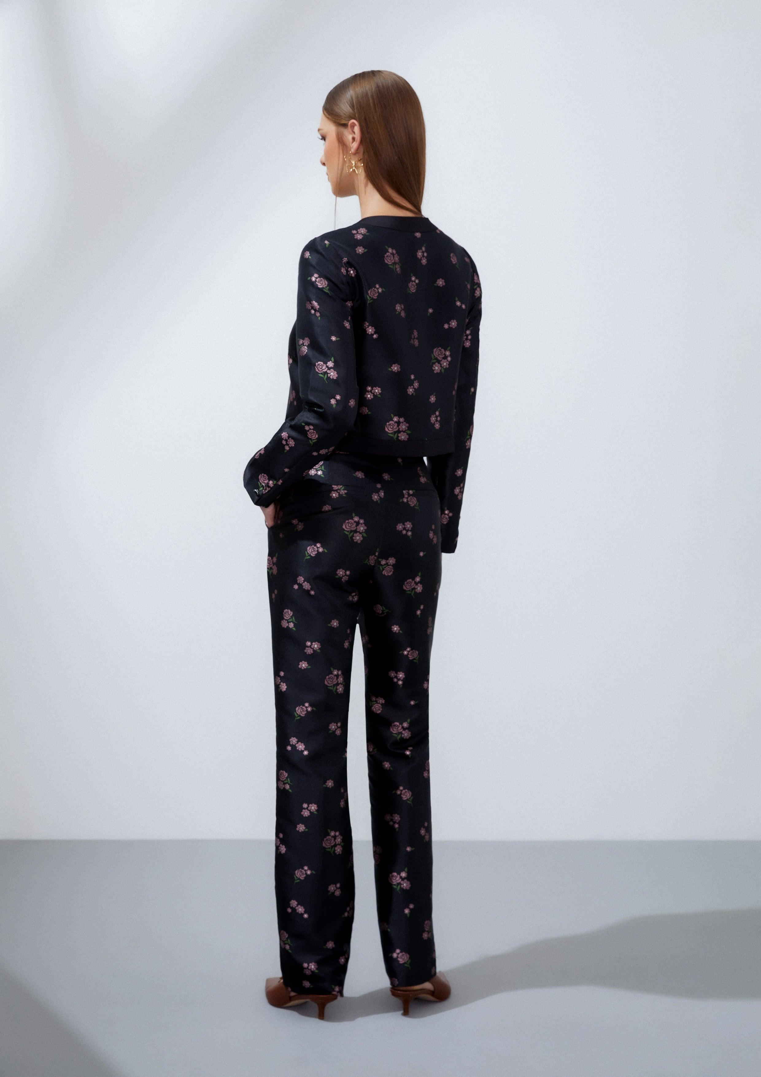 Nostalgia Chronicles Floral Straight Pants Black