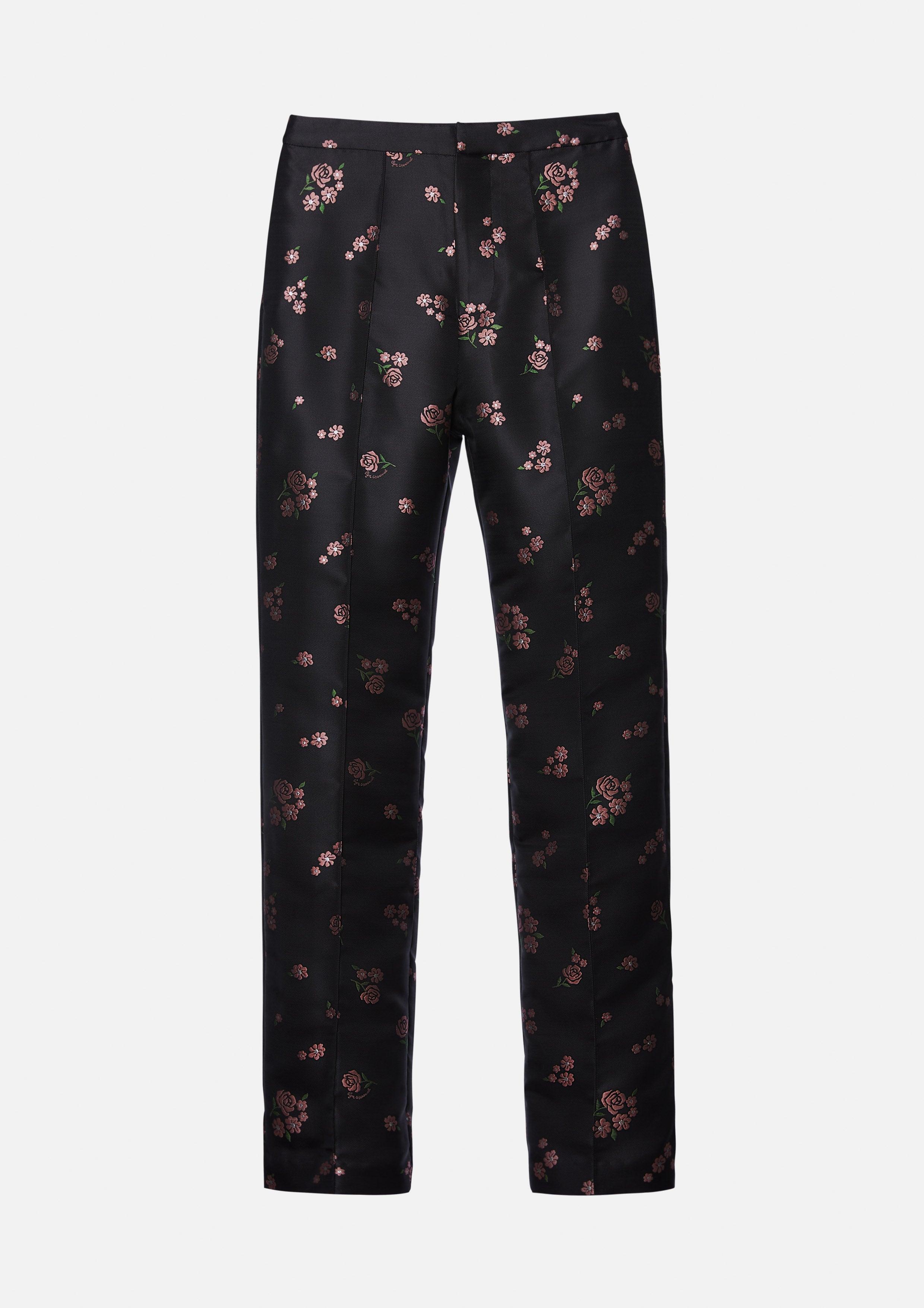 Nostalgia Chronicles Floral Straight Pants Black