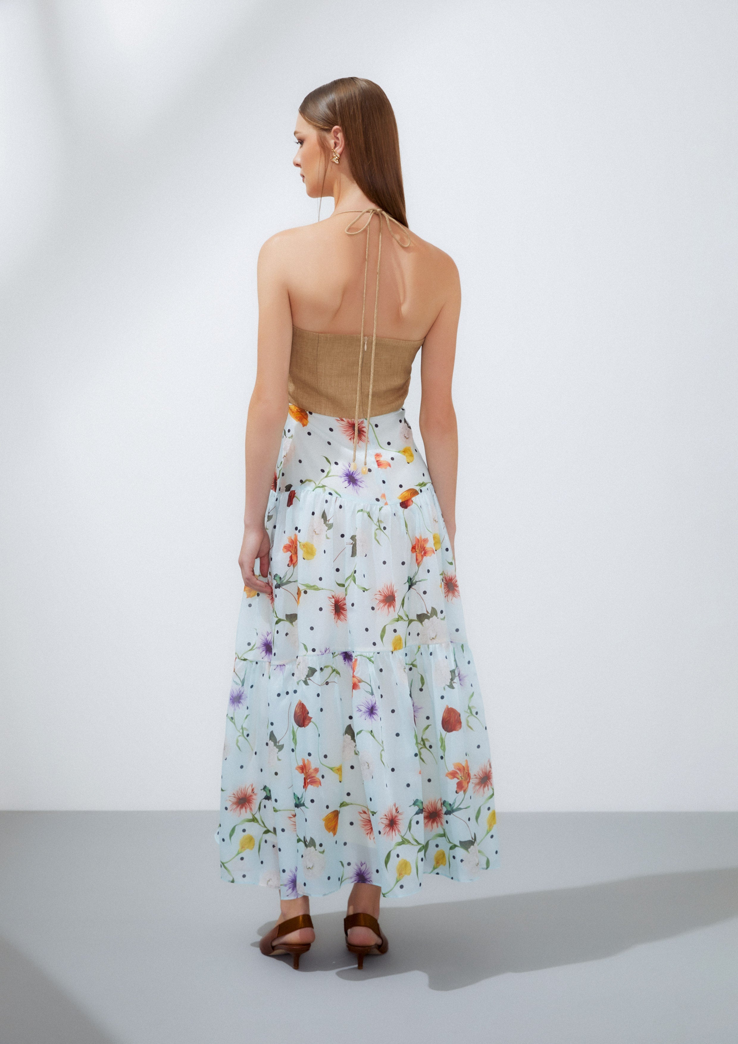 Polka Dot Floral Long Dress Nostalgia Chronicle Collection