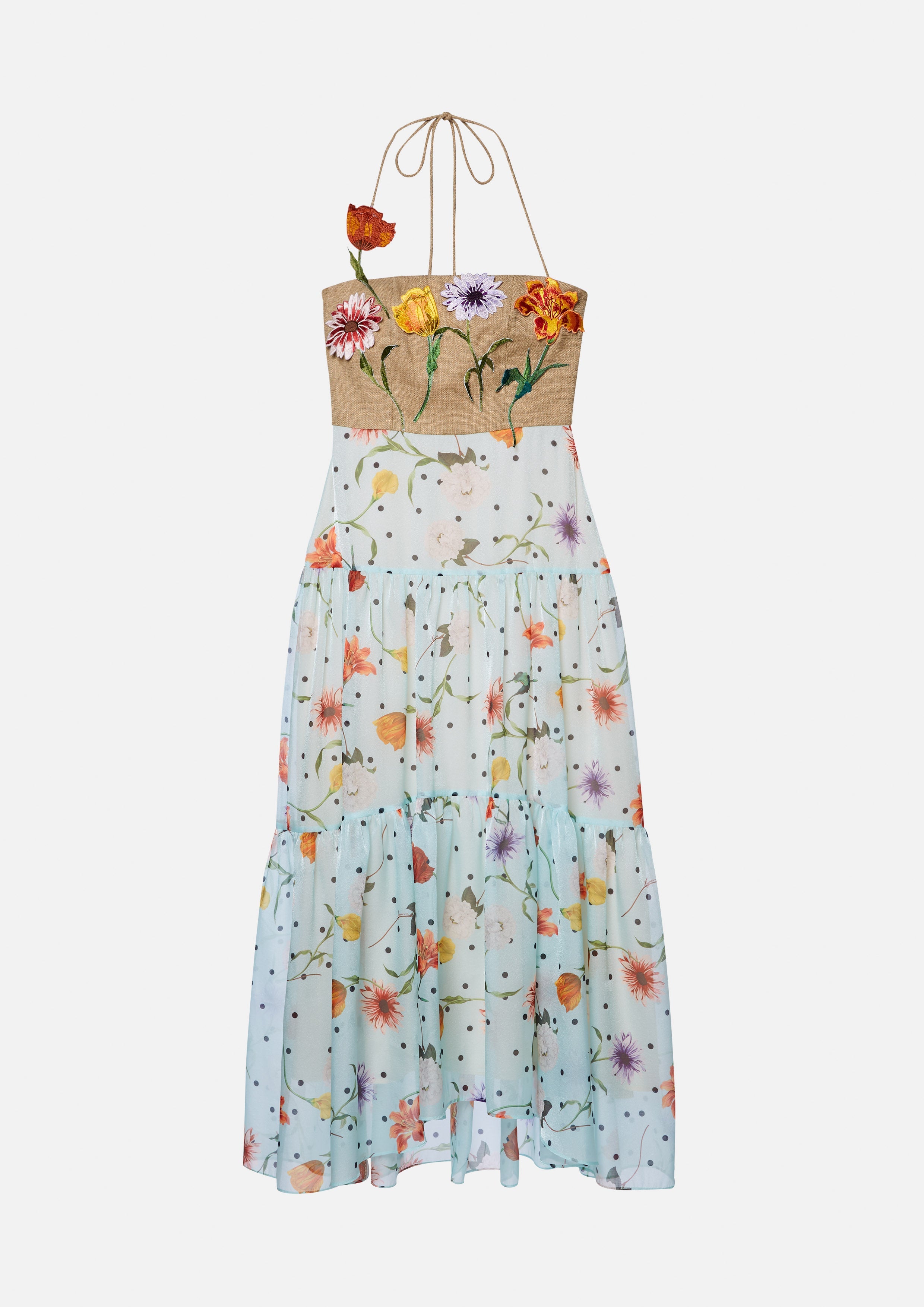 Polka Dot Floral Long Dress Nostalgia Chronicle Collection