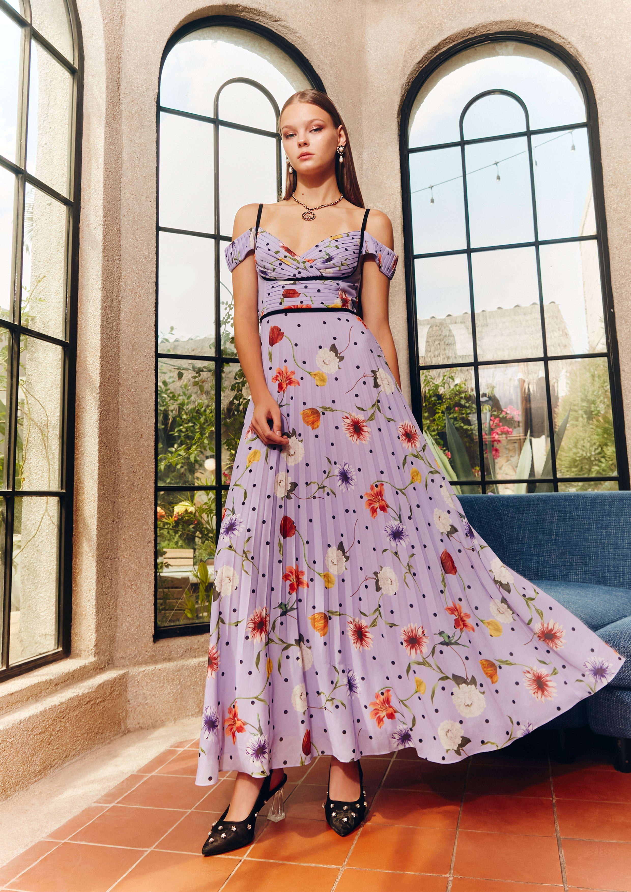 Bustier Open Shoulder Floral Maxi Dress Nostalgia Chronicle Collection