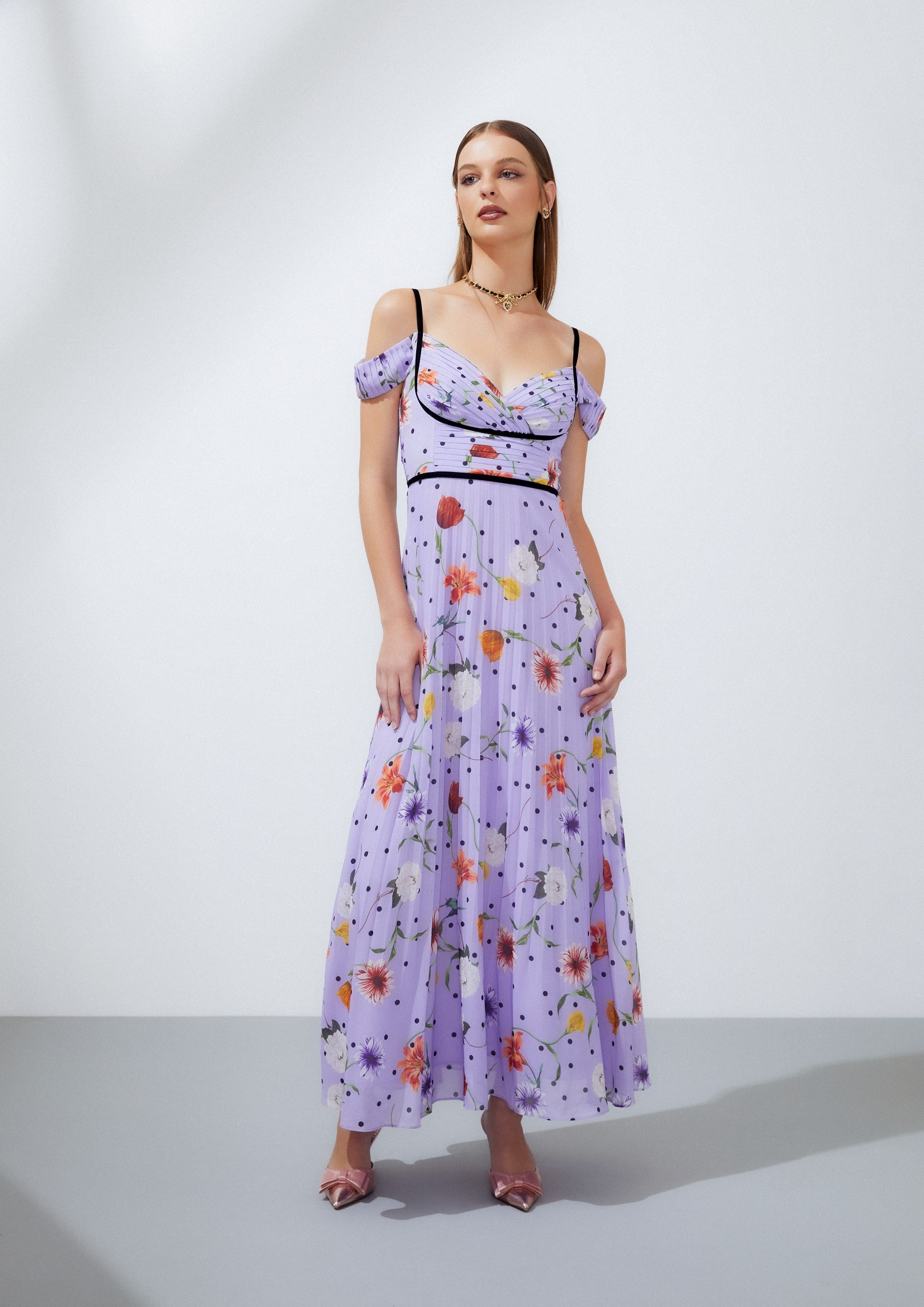 Bustier Open Shoulder Floral Maxi Dress Nostalgia Chronicle Collection