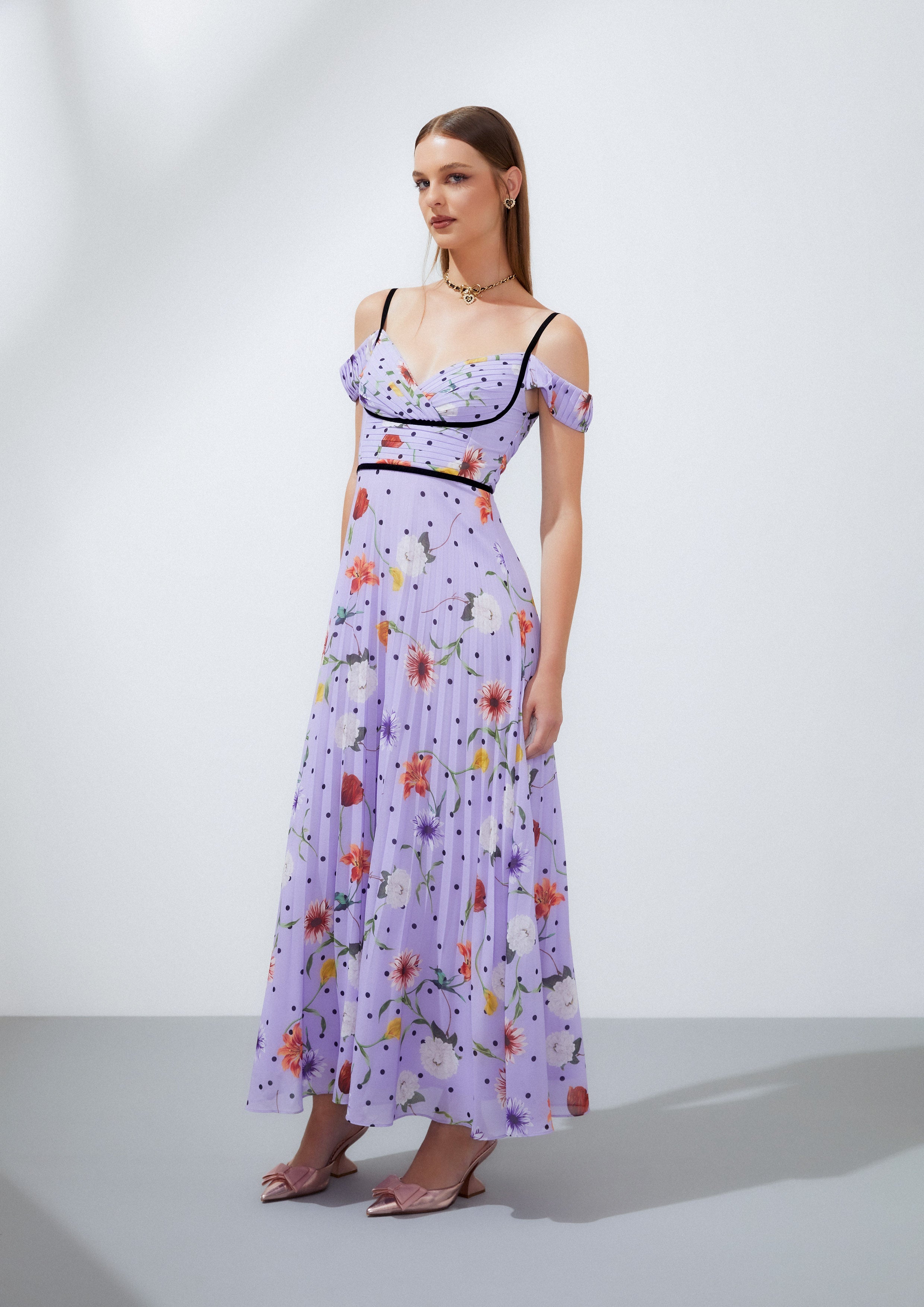 Bustier Open Shoulder Floral Maxi Dress Nostalgia Chronicle Collection