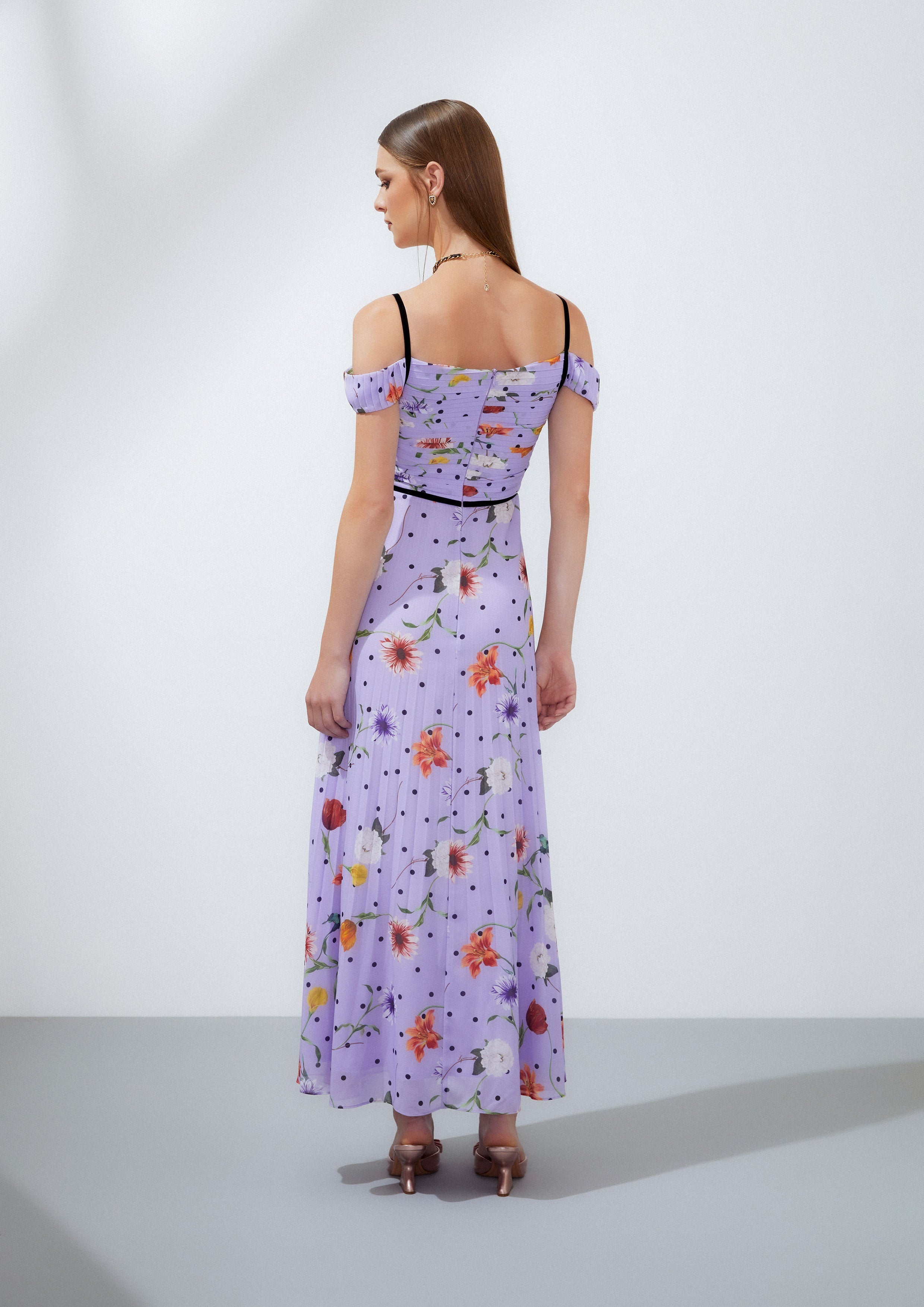 Bustier Open Shoulder Floral Maxi Dress Nostalgia Chronicle Collection