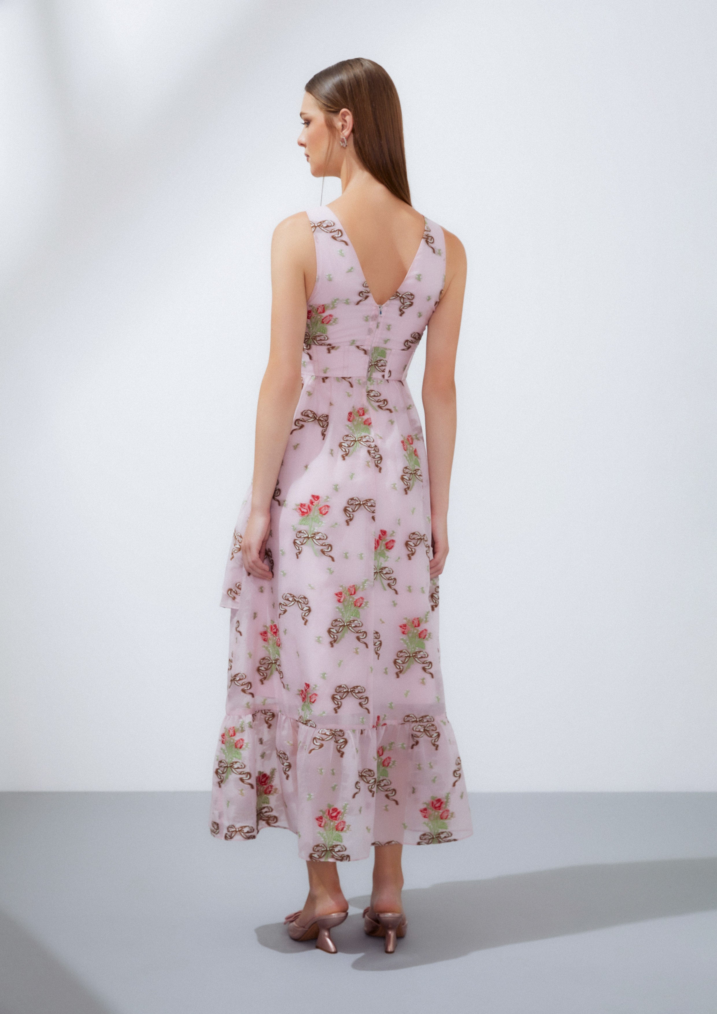 Floral Sleeveless Ruffle Tier Long Dress Nostalgia Chronicle Collection