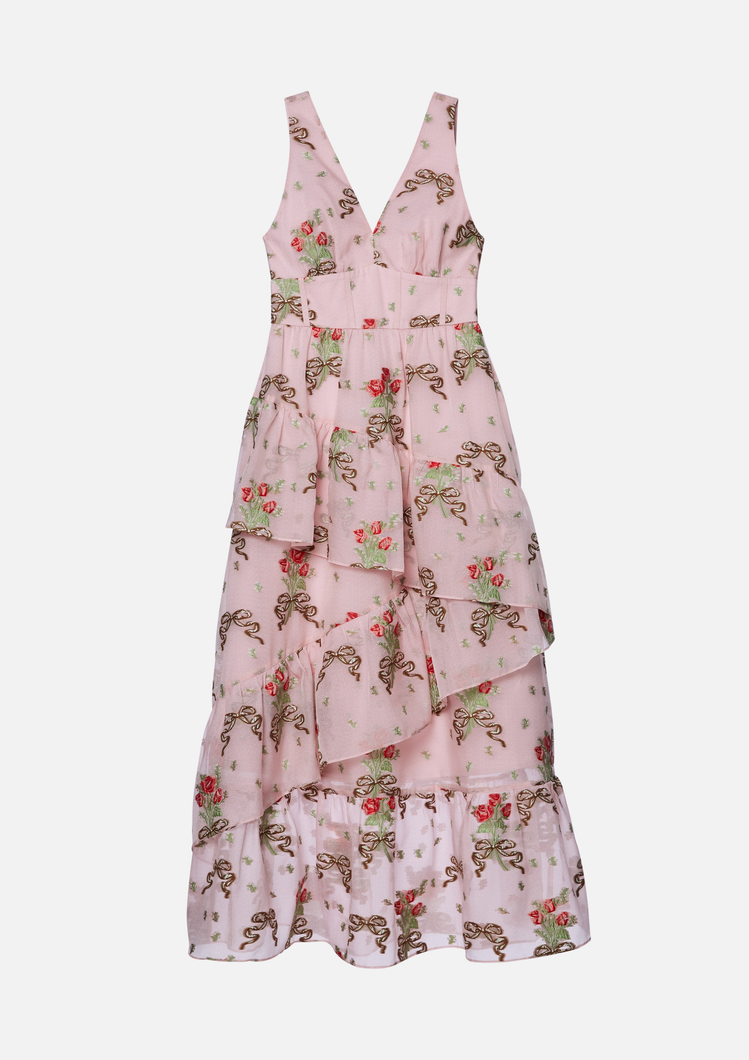 Floral Sleeveless Ruffle Tier Long Dress Nostalgia Chronicle Collection