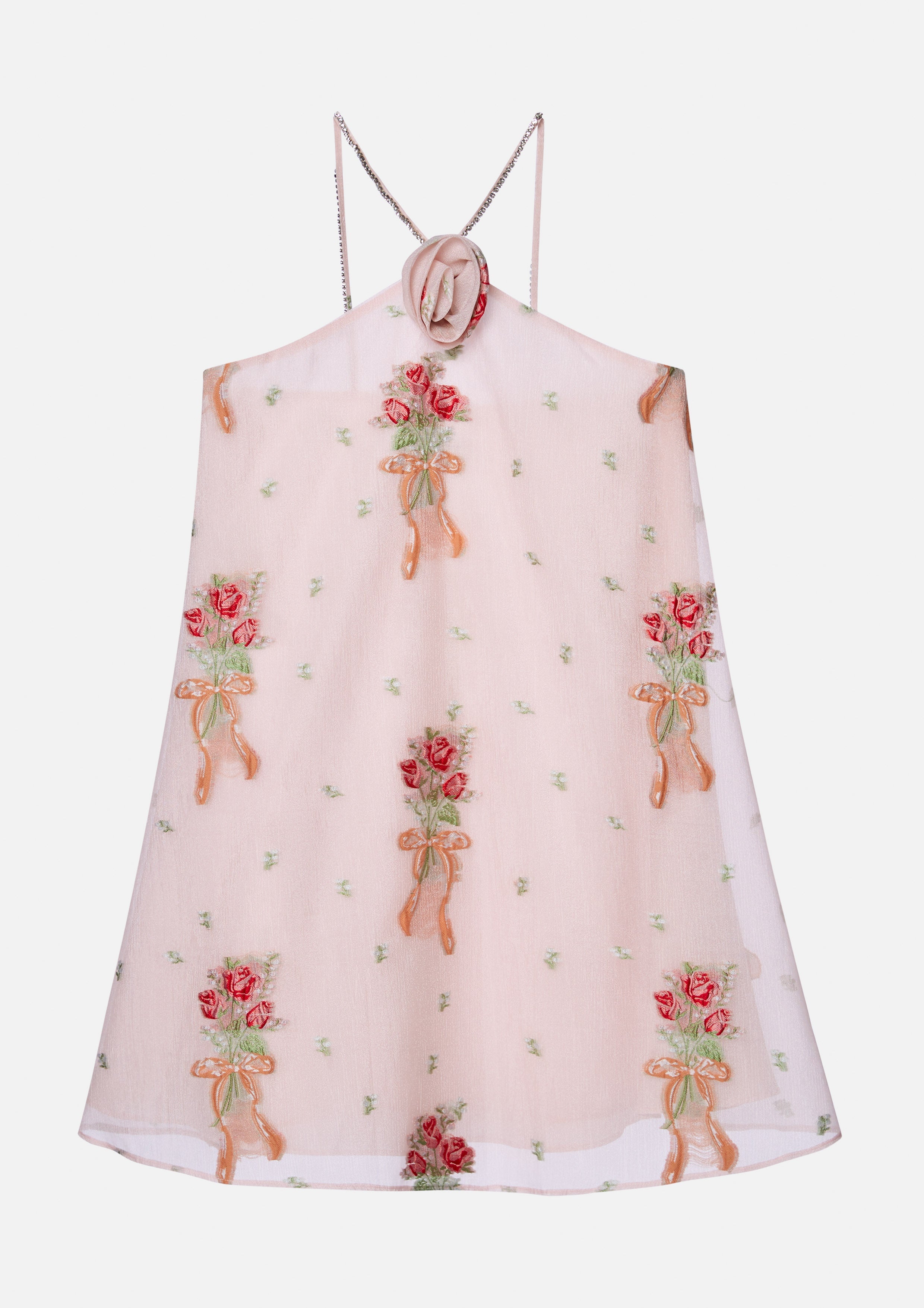 Floral Print Chiffon Halter Short Dress Nostalgia Chronicle Collection