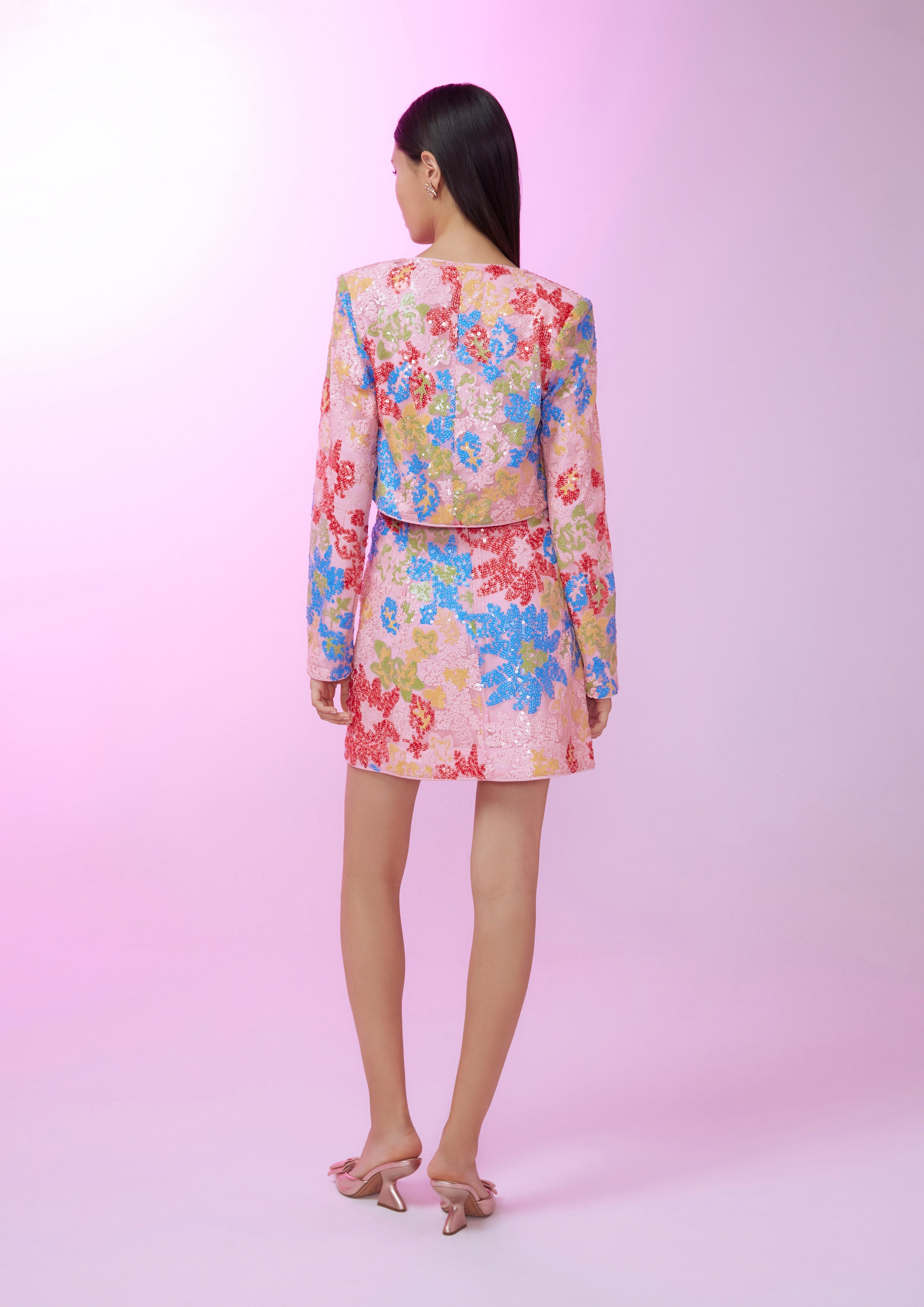 Sequin Floral Jacket Femme Power Collection