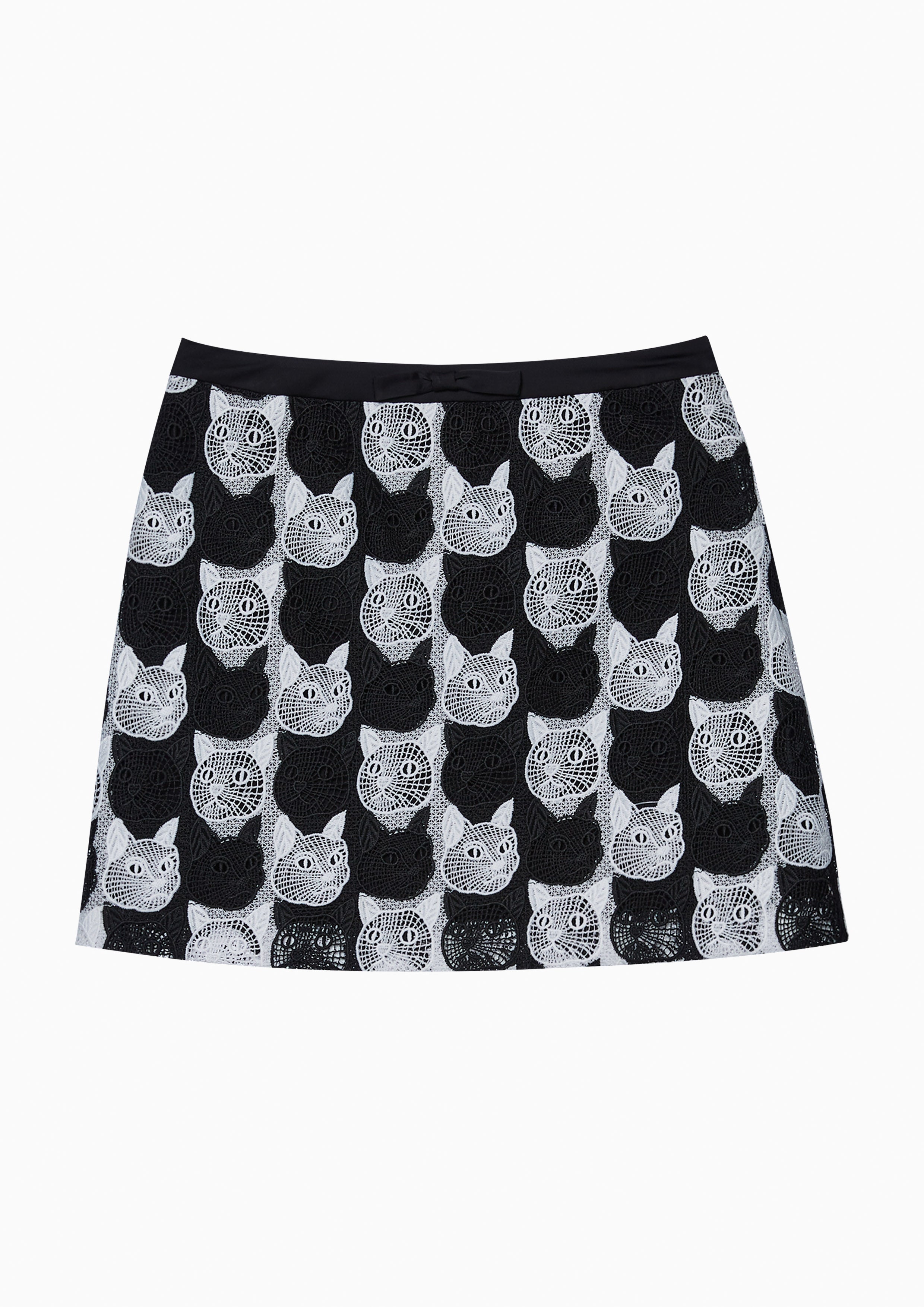 Cat Pattern Two Tone Short Skirt Nostalgia Chronicle Collection