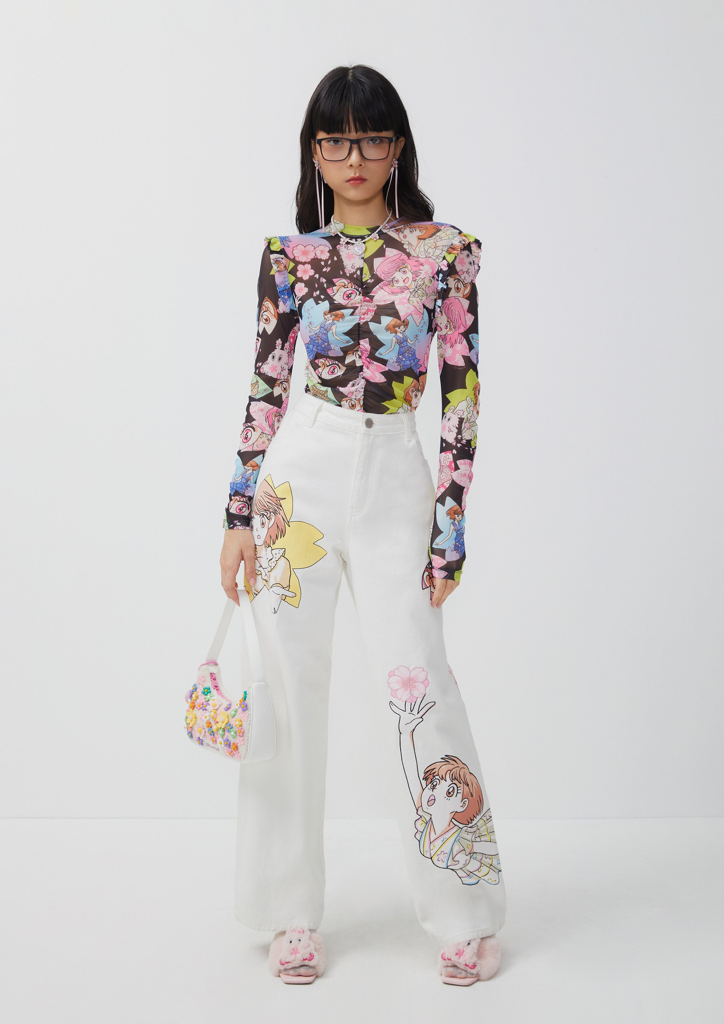 Sakura Spirit Print High Waist Pants Sakura Spirit Collection