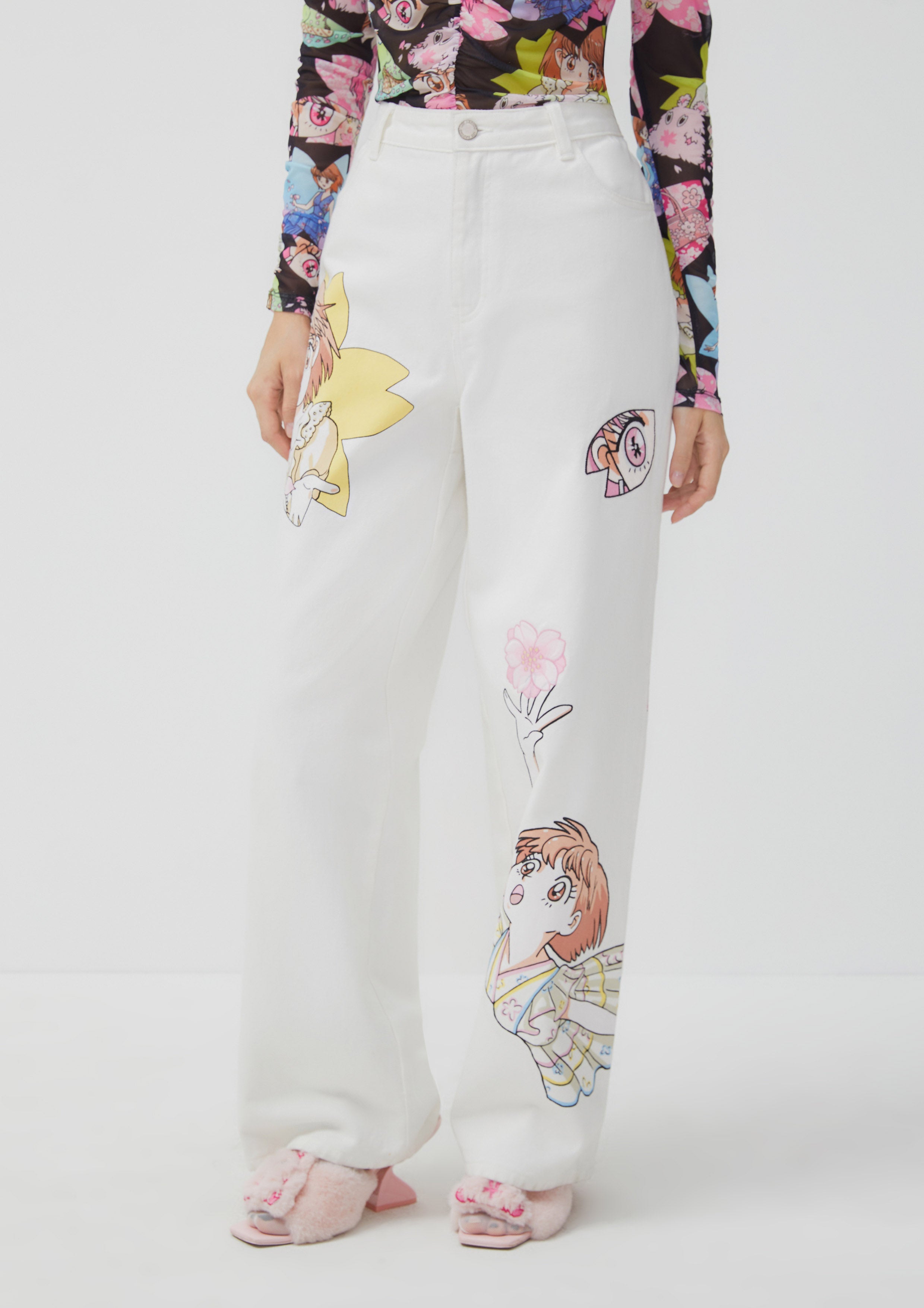 Sakura Spirit Print High Waist Pants Sakura Spirit Collection