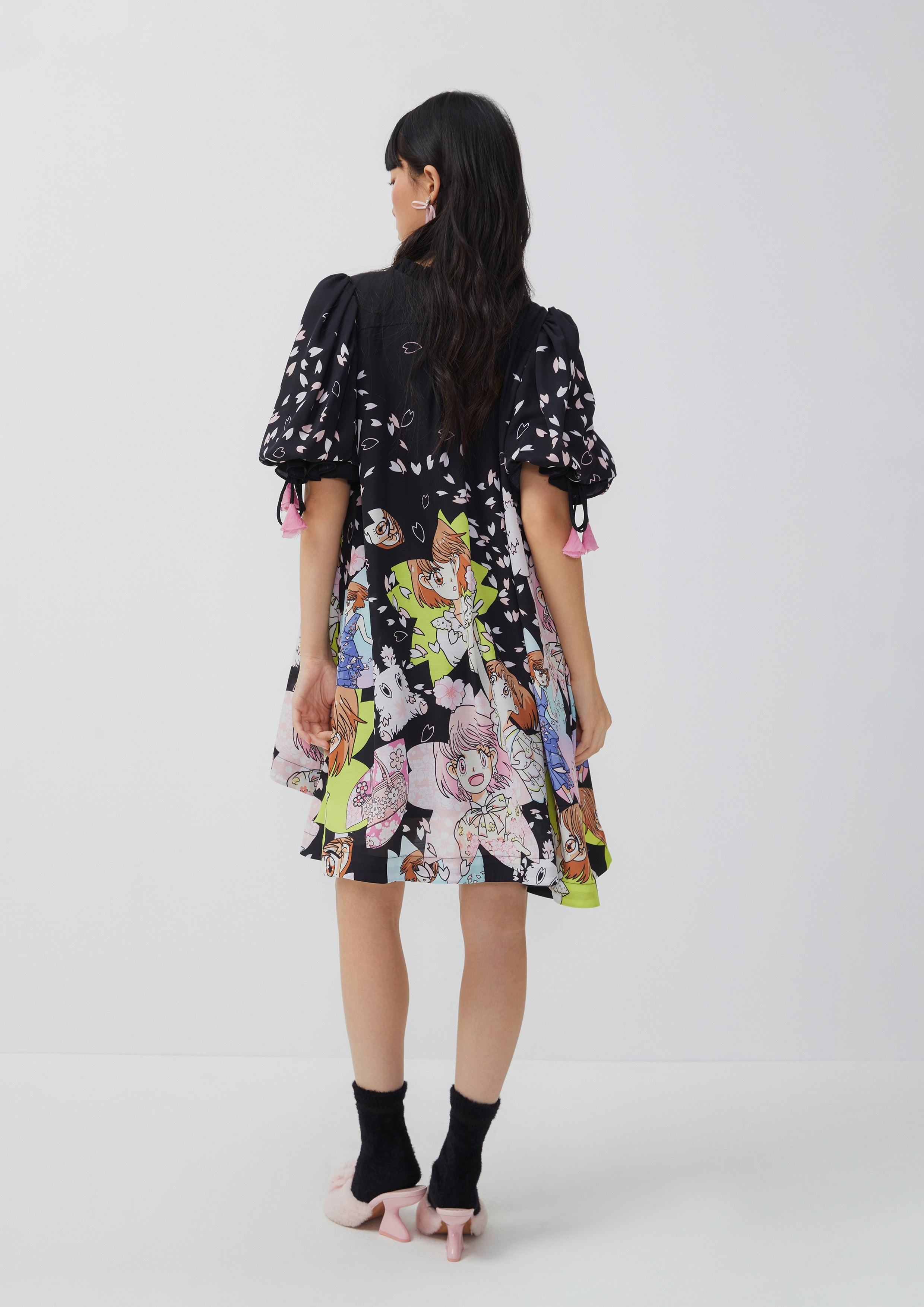 Sakura Spirit Bell Sleeve Print Short Dress Sakura Spirit Collection