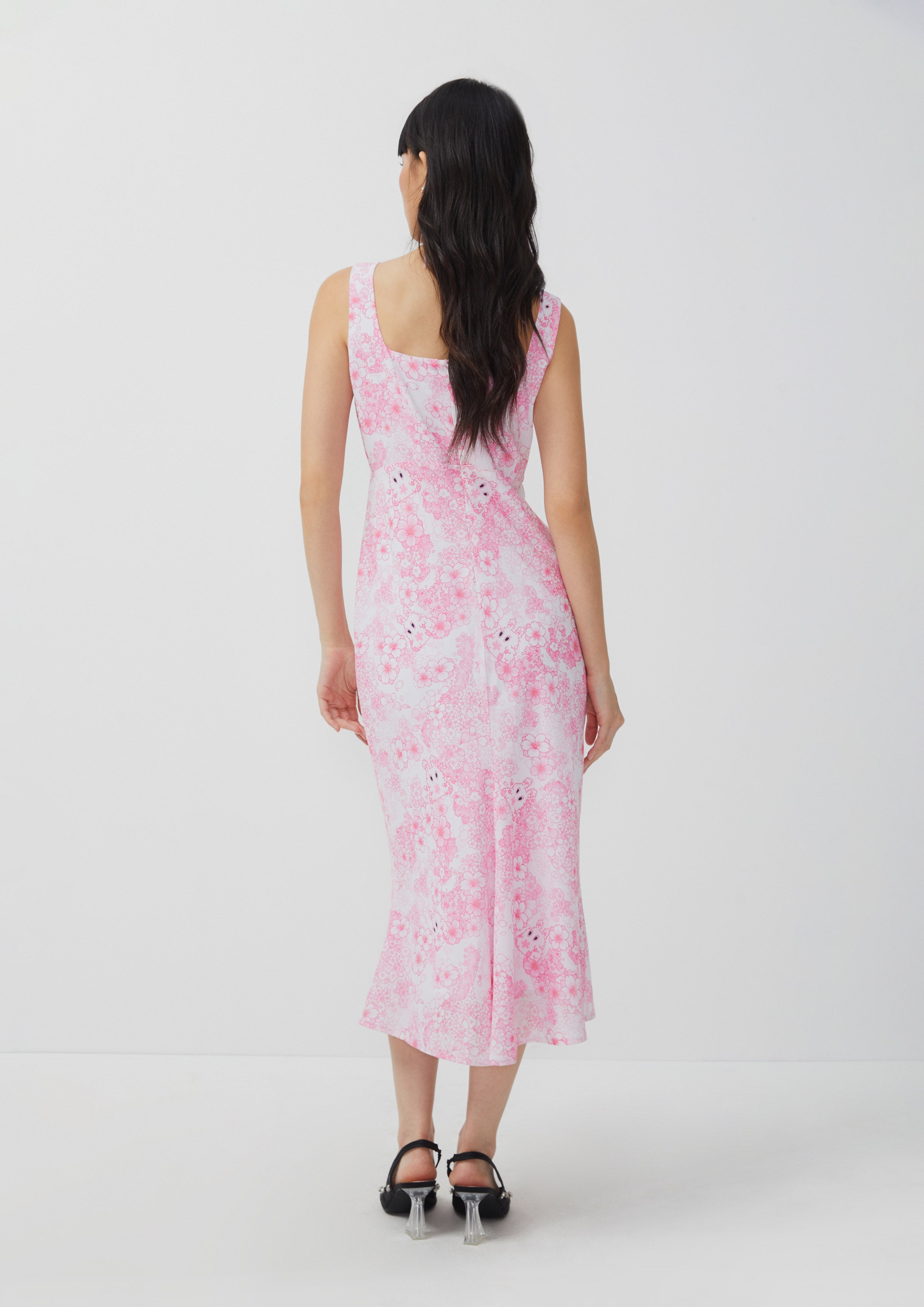 Sakura Spirit Print Sleeveless Square Neck Dress Sakura Spirit Collection