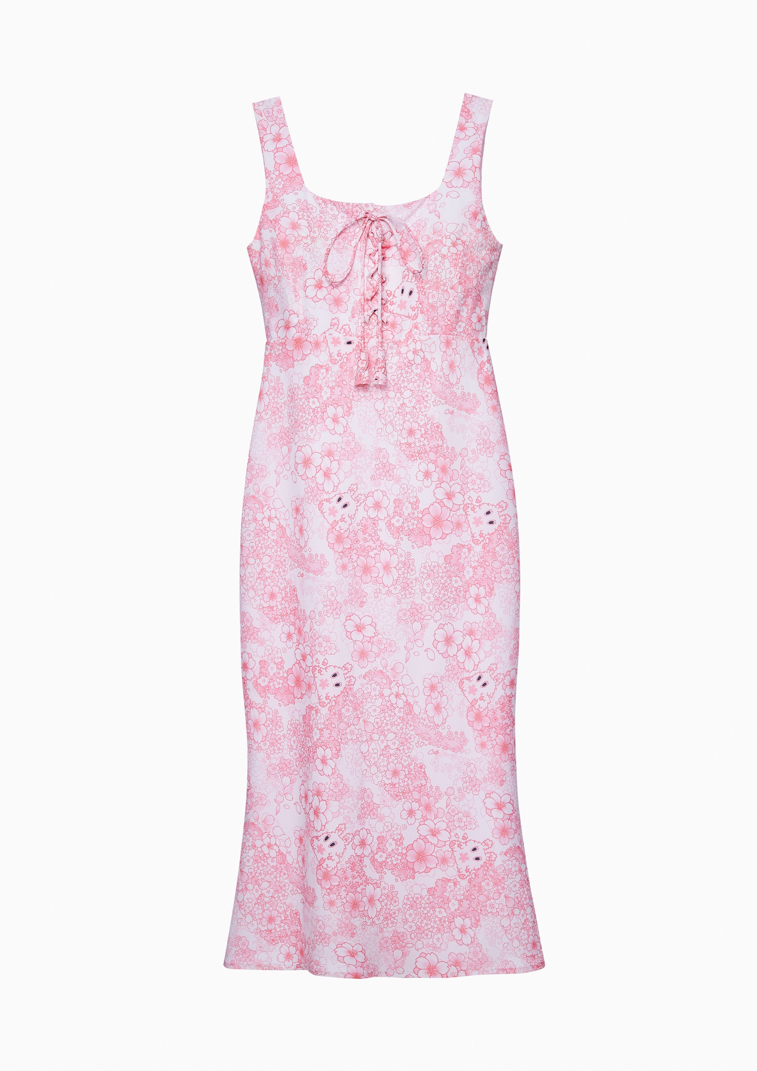 Sakura Spirit Print Sleeveless Square Neck Dress Sakura Spirit Collection