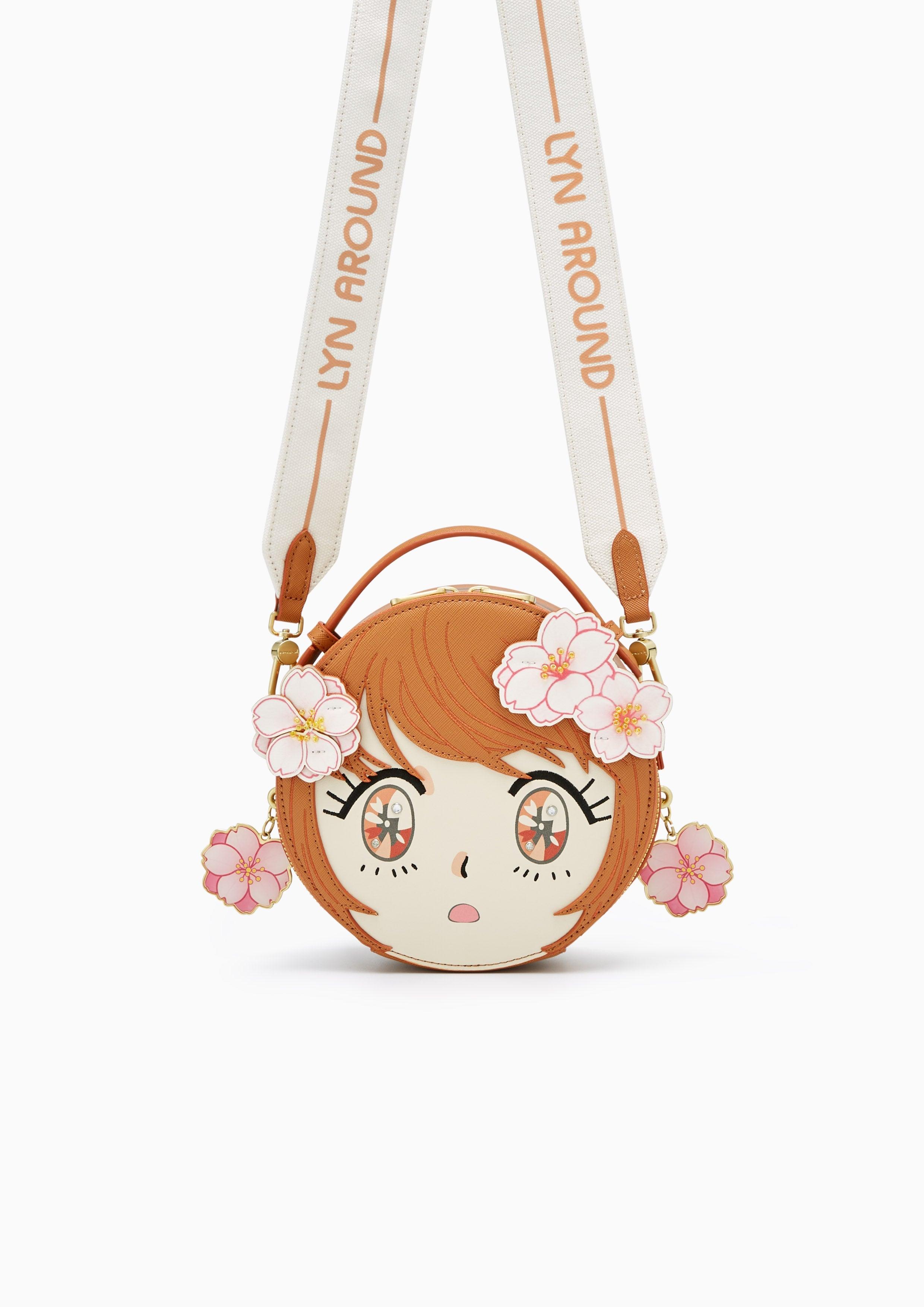 Anime Face Crossbody Bag Brown