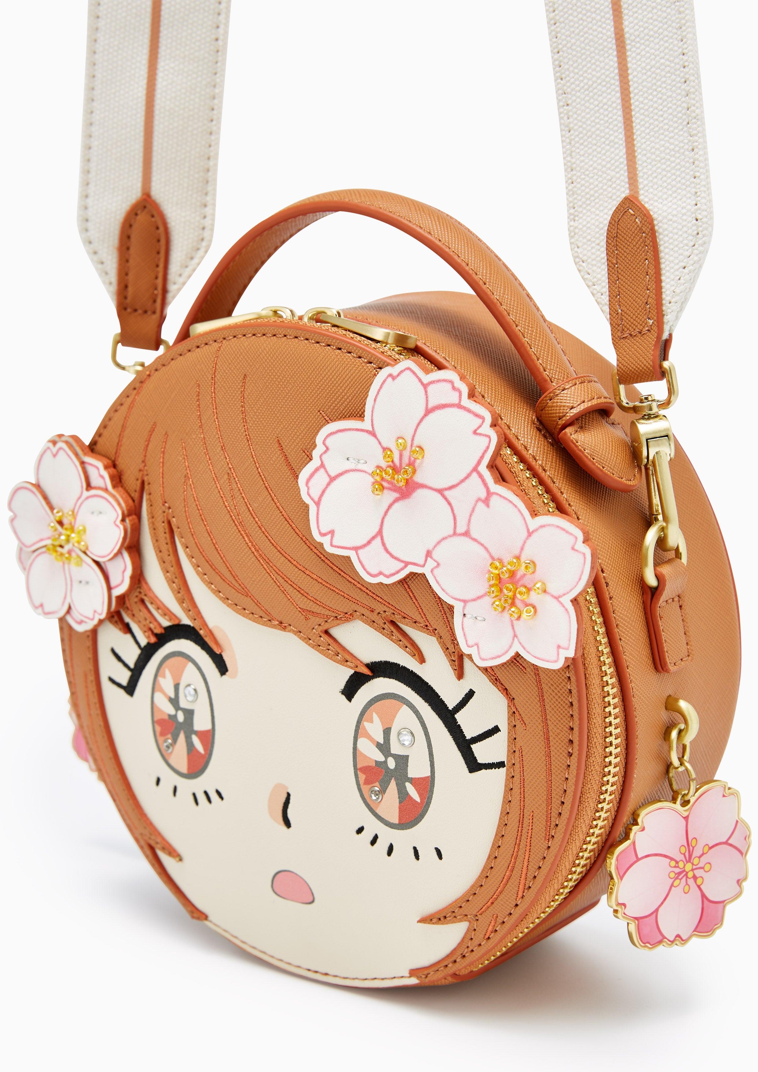 Anime Face Crossbody Bag Brown