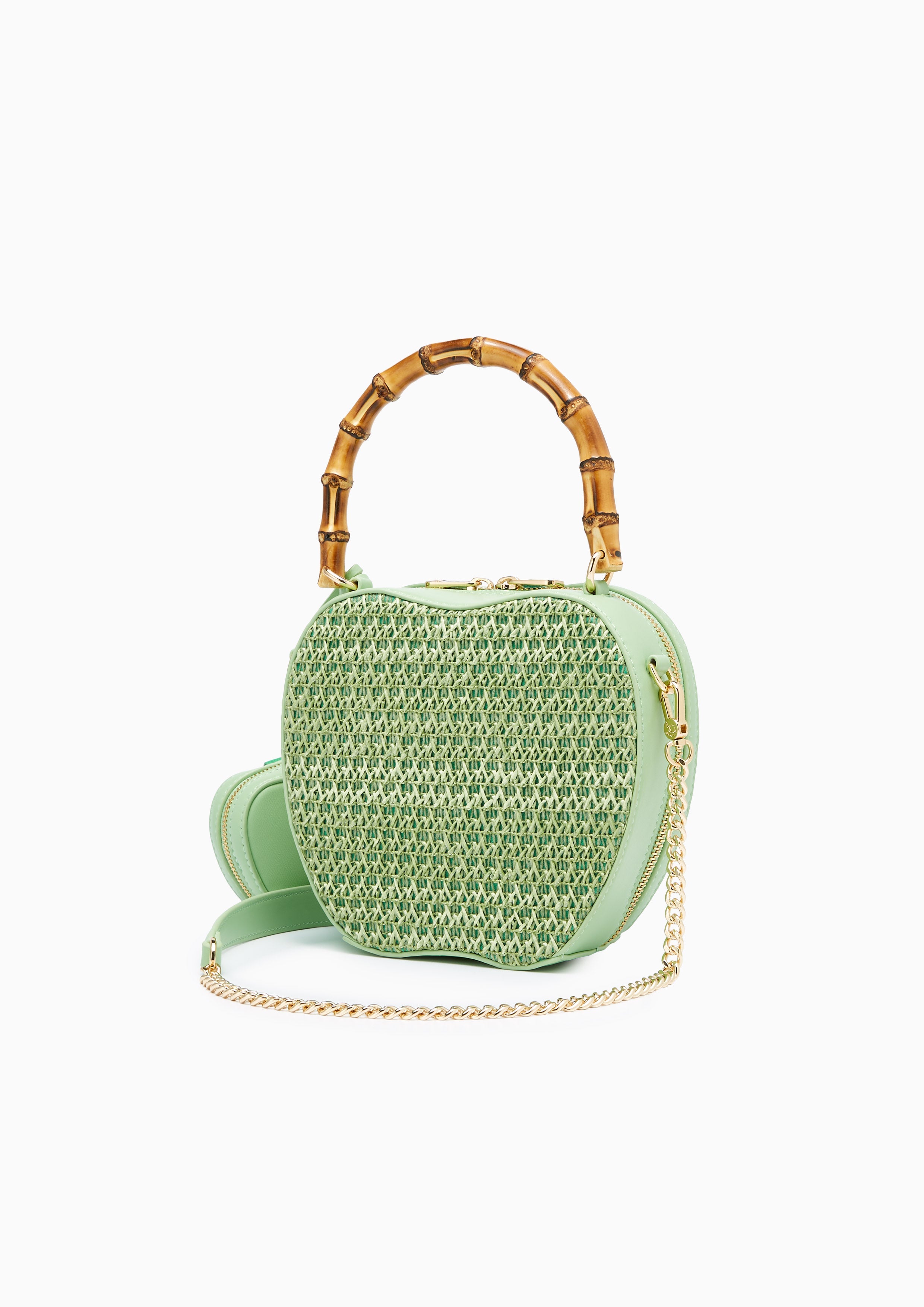 Wooden Handle Apple Bag Green