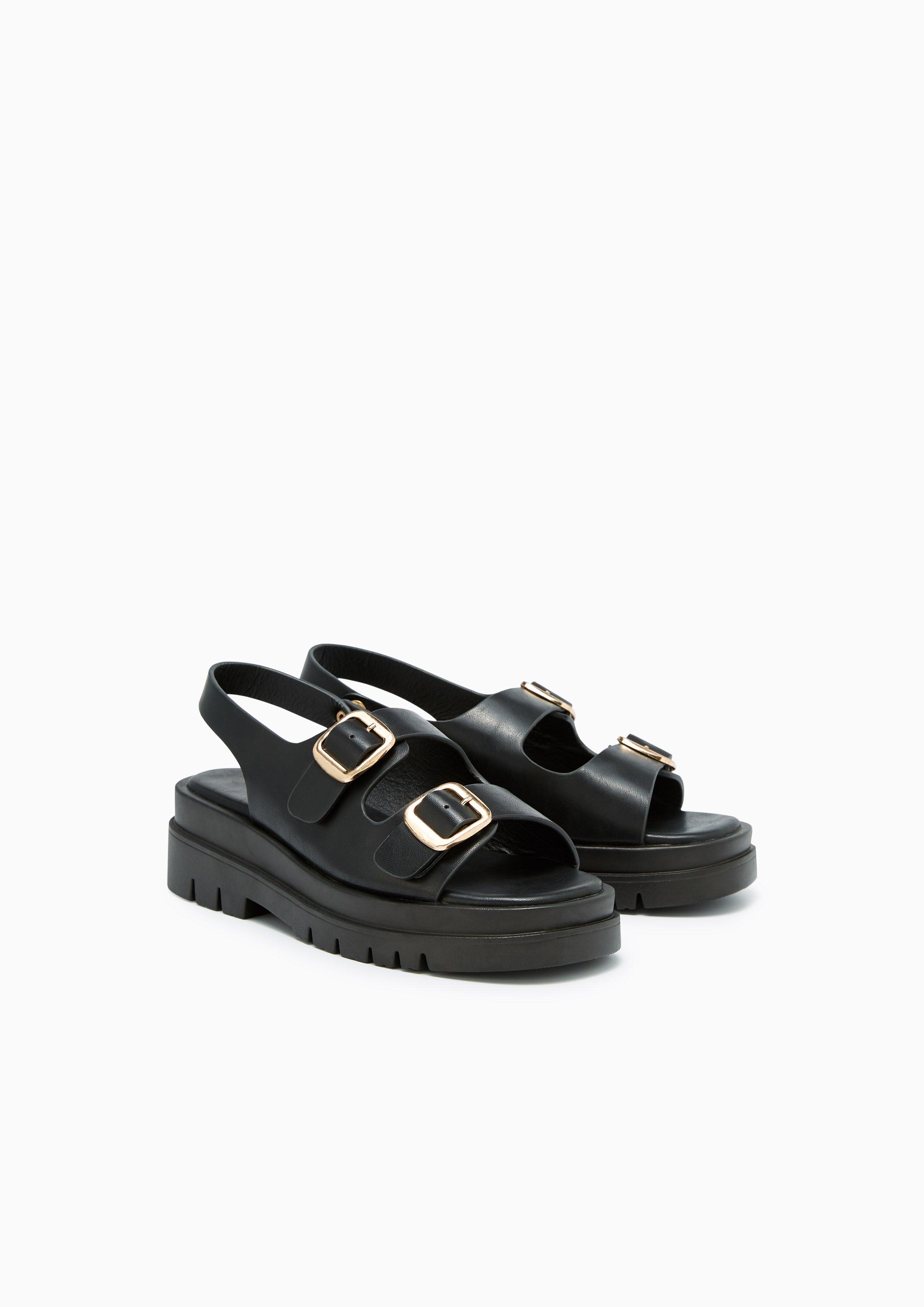 Marble Flat Sandals Black