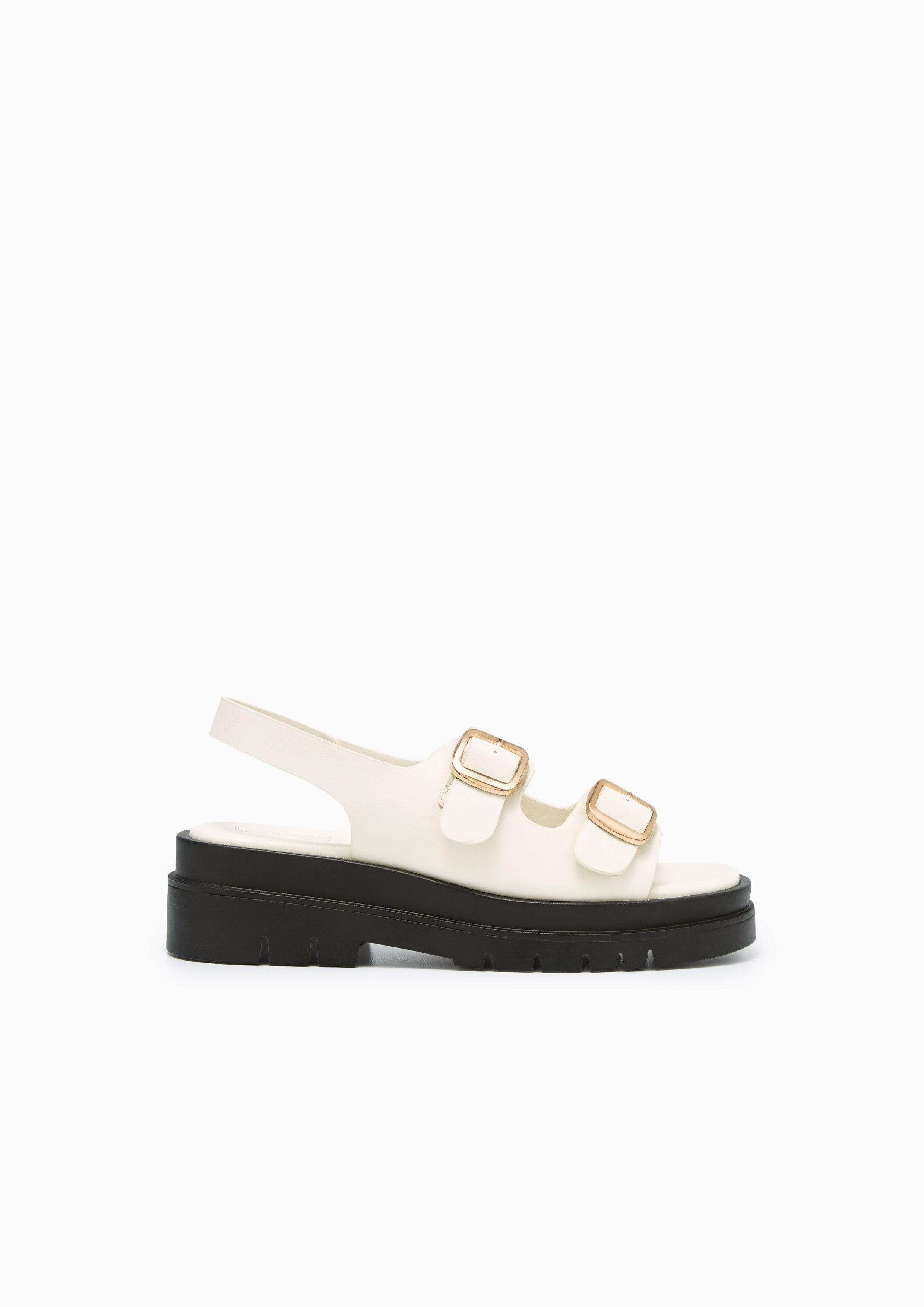 Marble Flat Sandals White