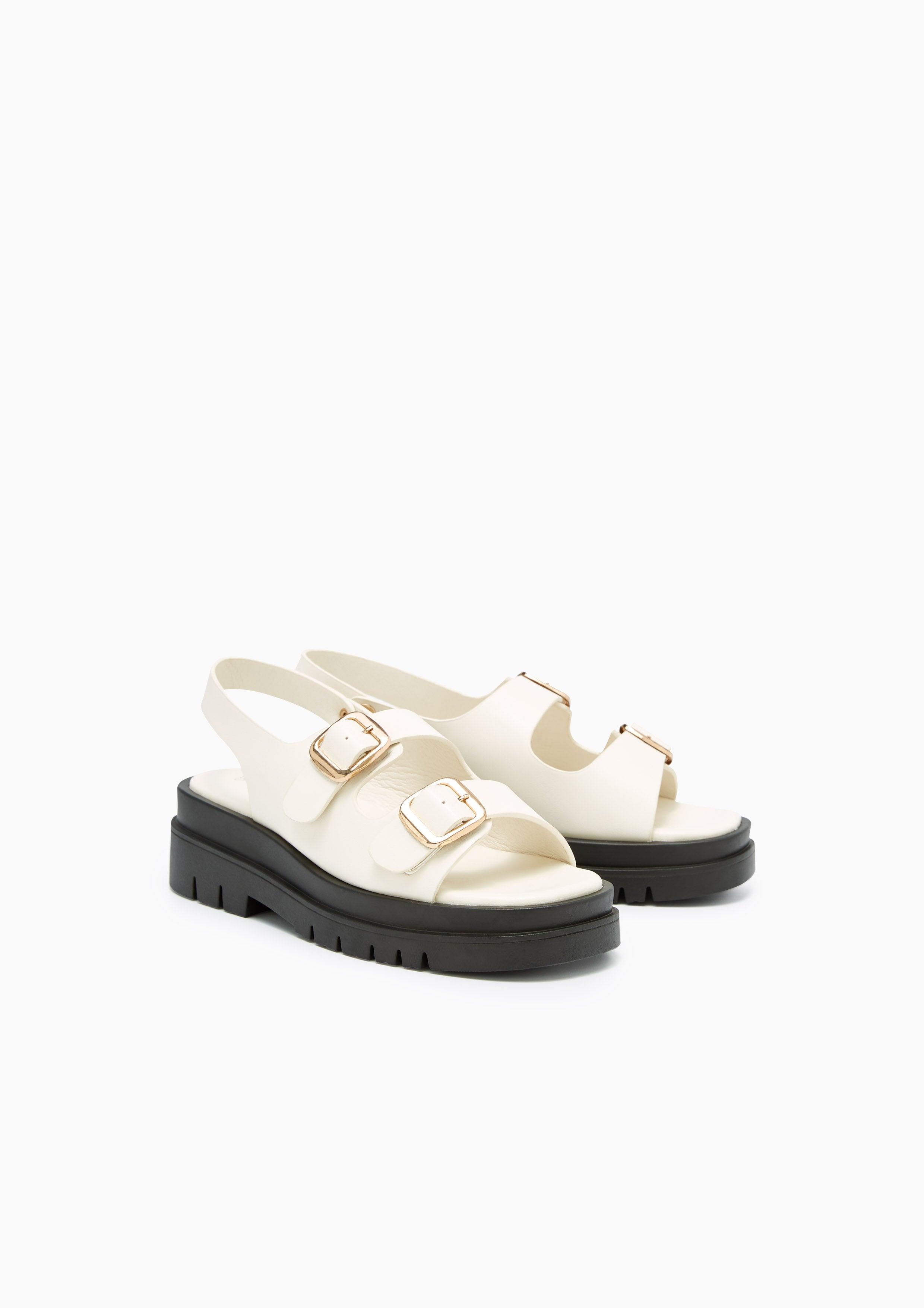 Marble Flat Sandals White