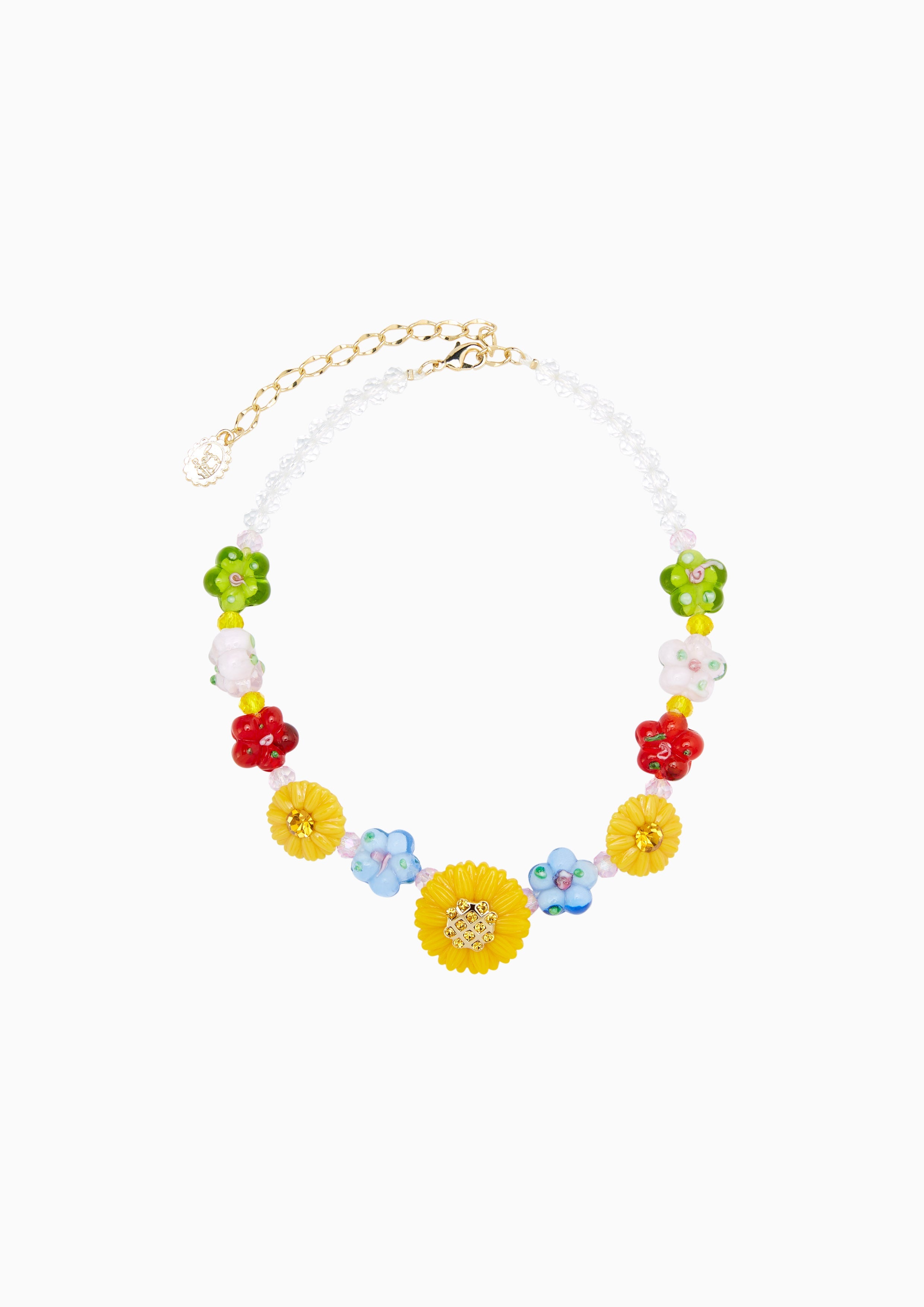 Flower Accent Chain Necklace Multi Color