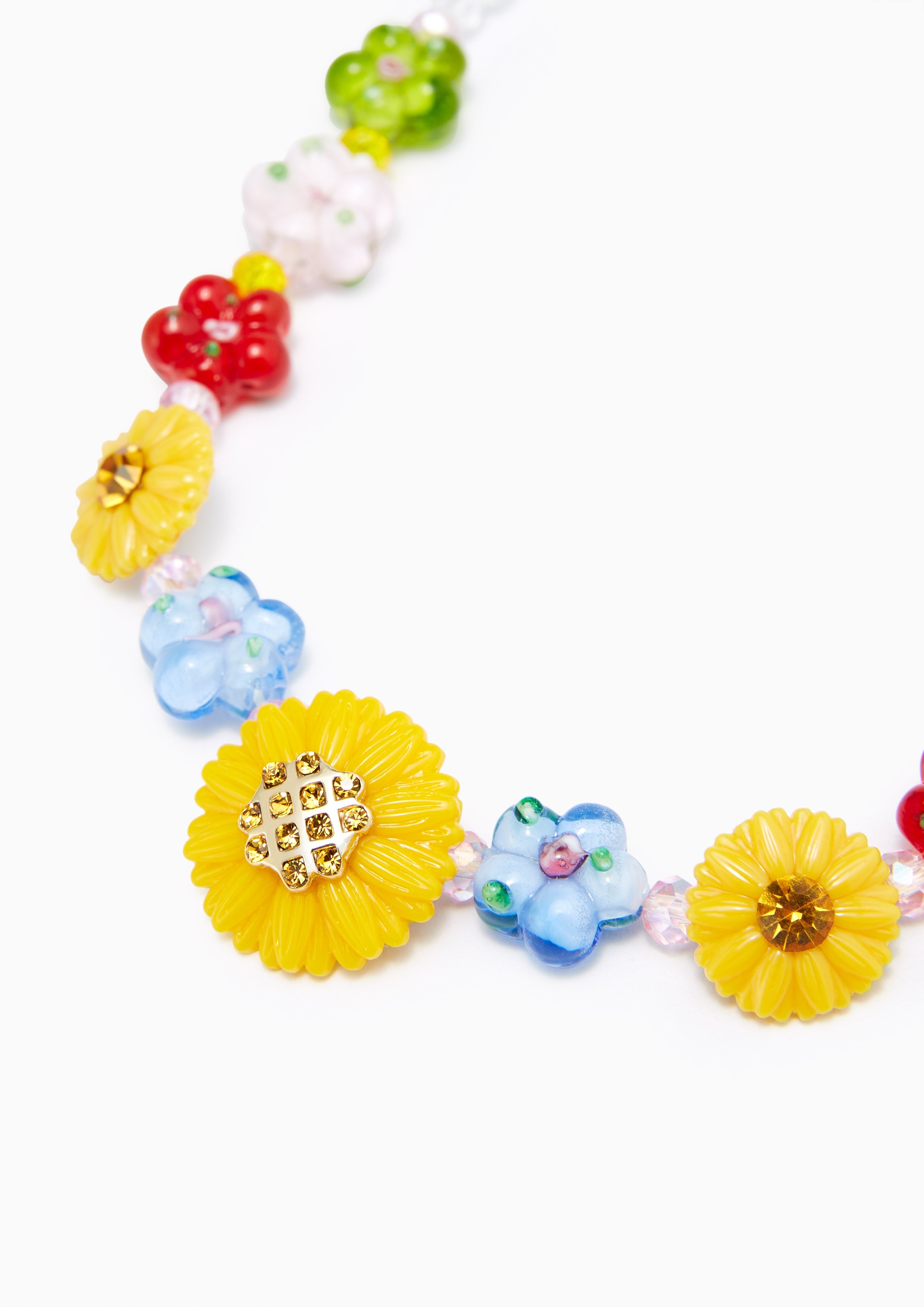 Flower Accent Chain Necklace Multi Color