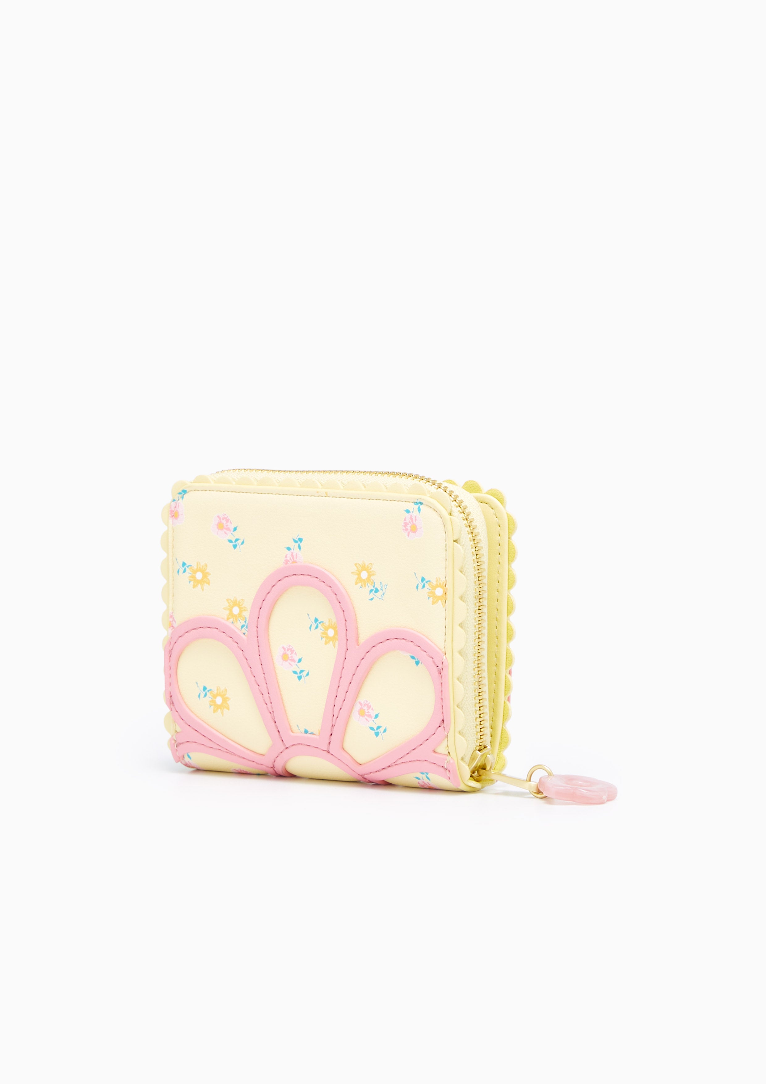 Floral Zip Short Wallet Yellow