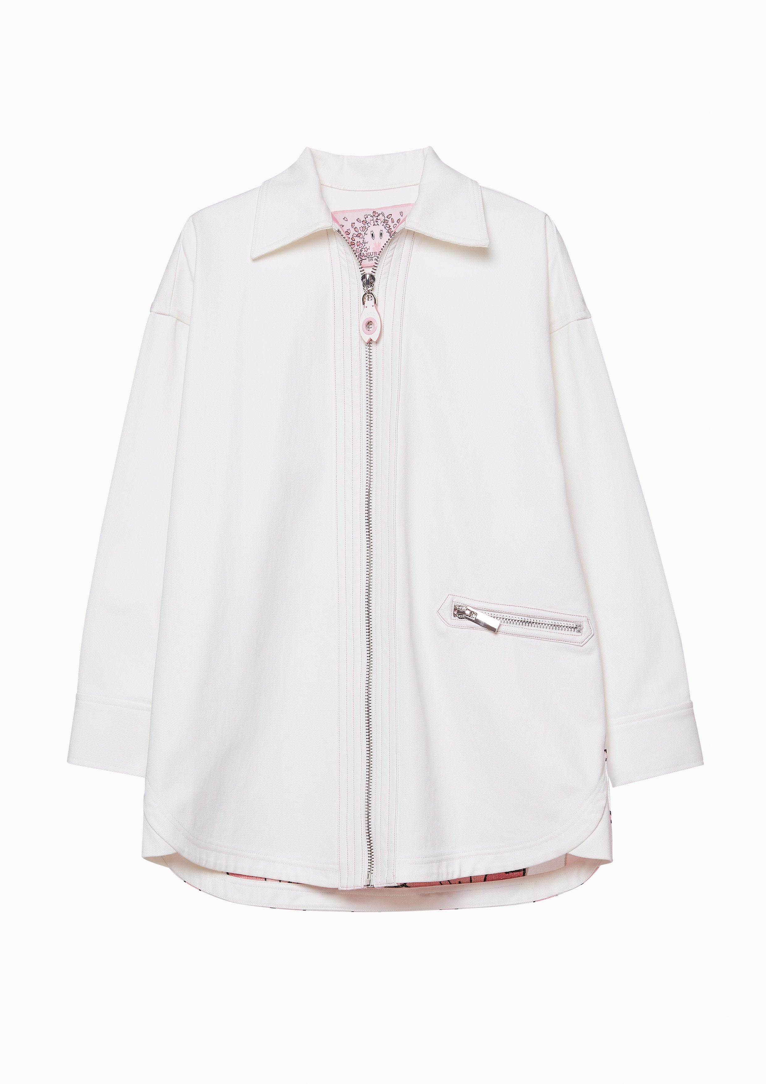 Sakura Spirit Oversized Zip Jacket White