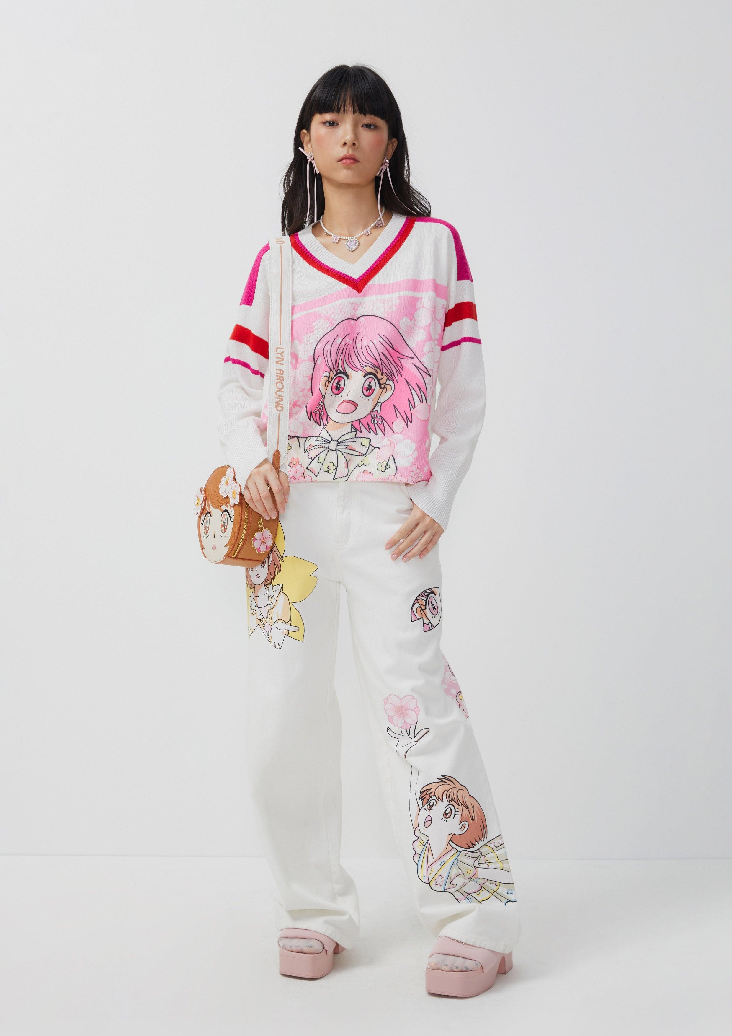 Sakura Spirit Striped Print Pullover Multi Color