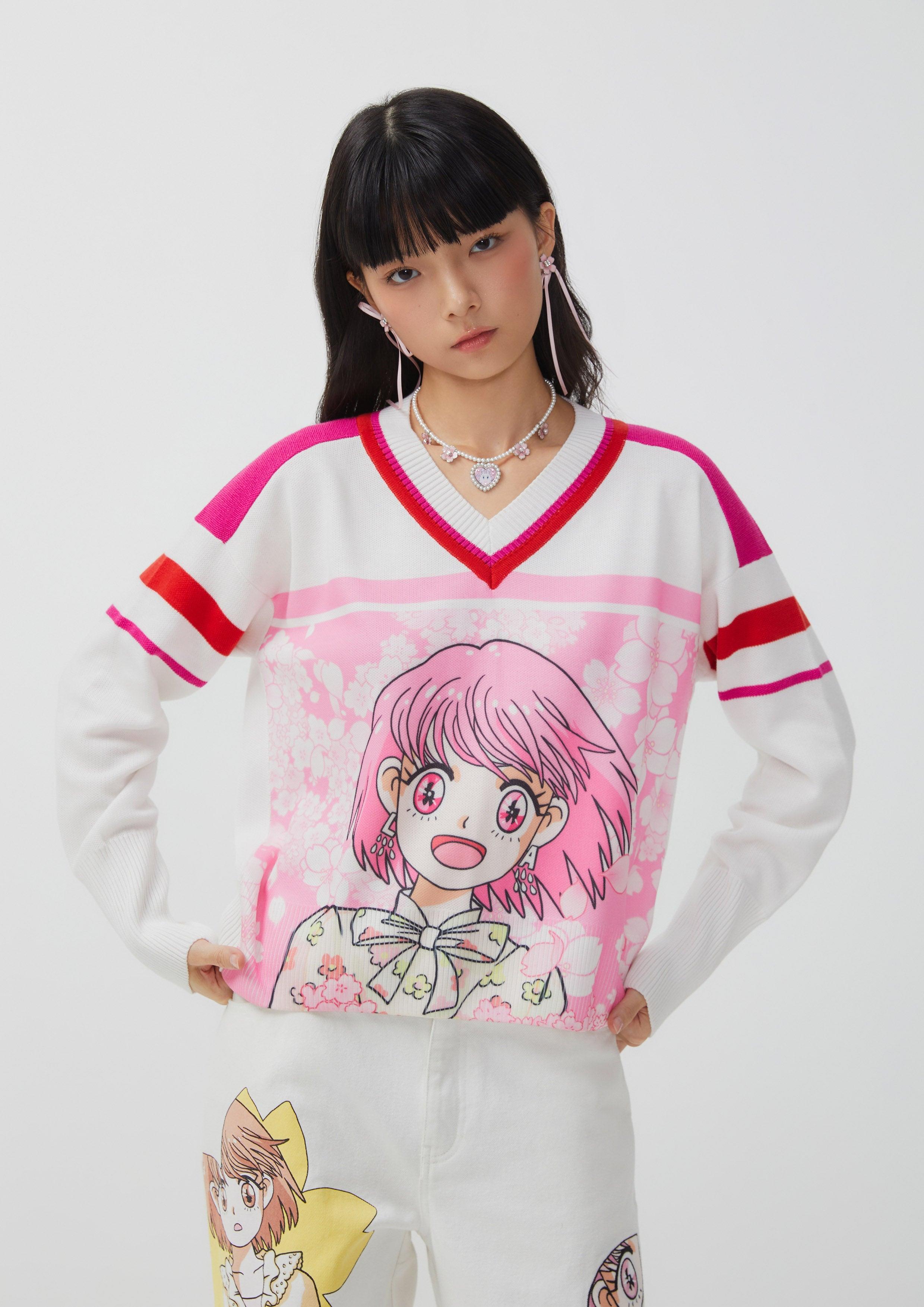 Sakura Spirit Striped Print Pullover Multi Color