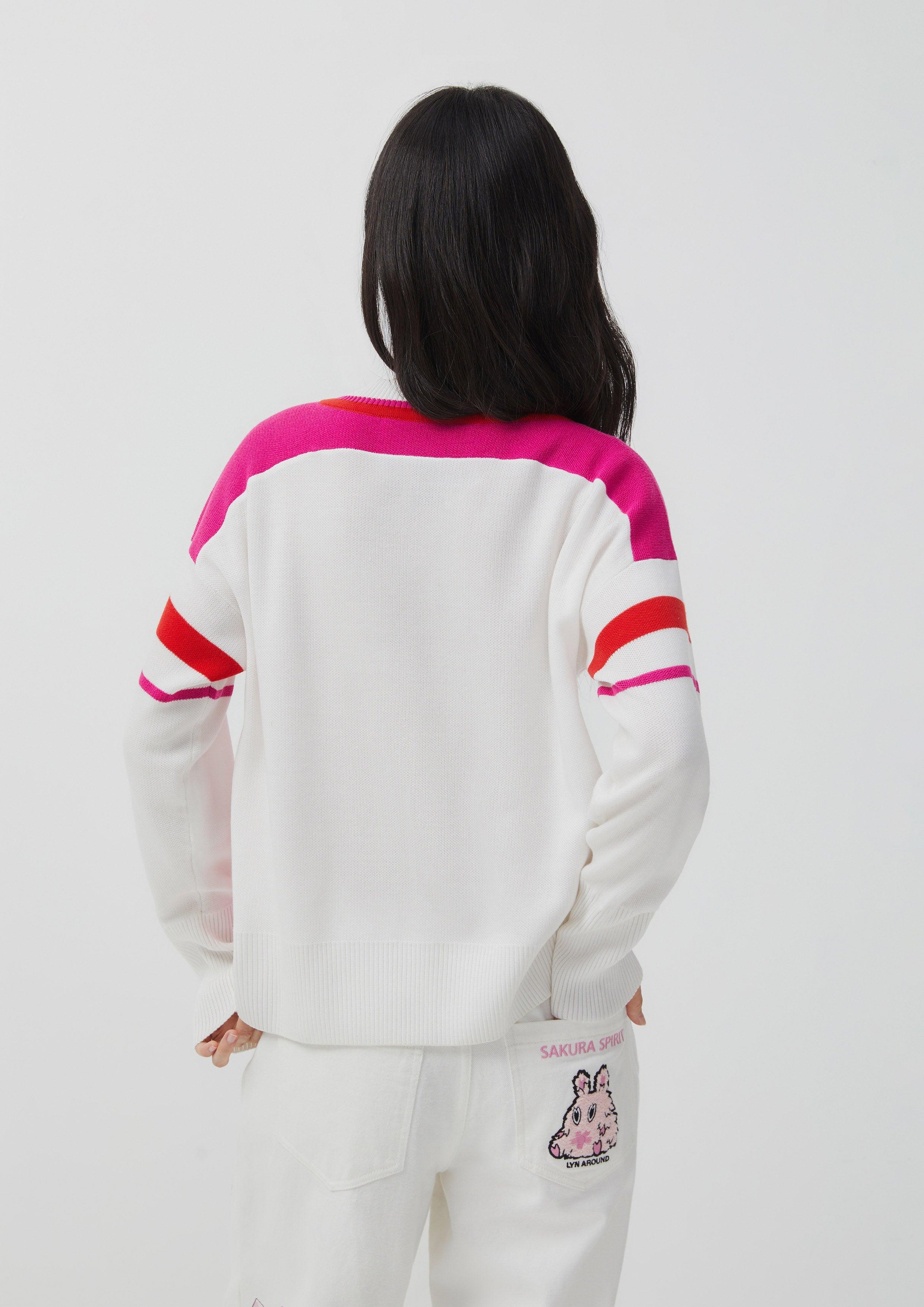 Sakura Spirit Striped Print Pullover Multi Color