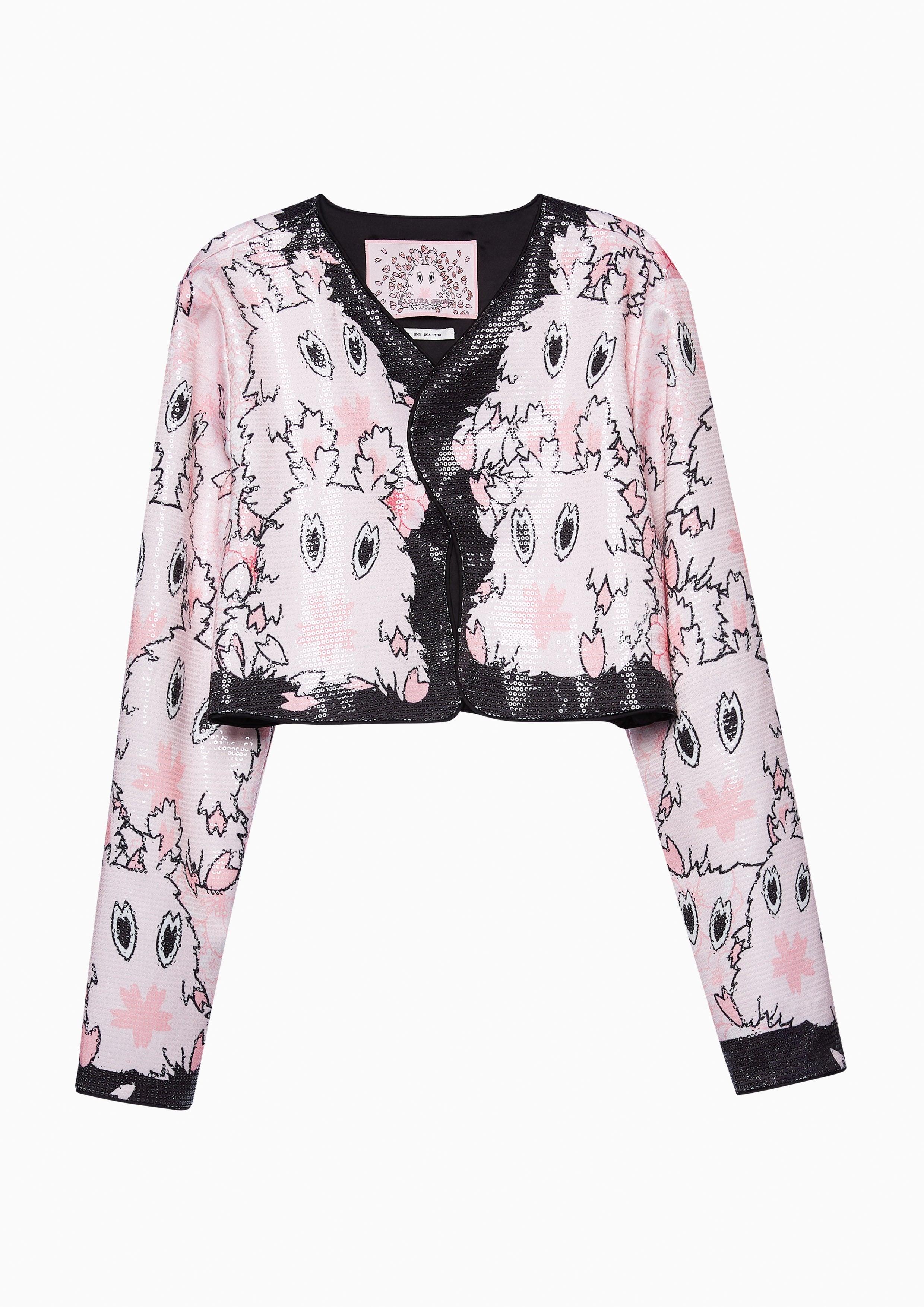 Sakura Spirit Disco Cropped Jacket Multi Color