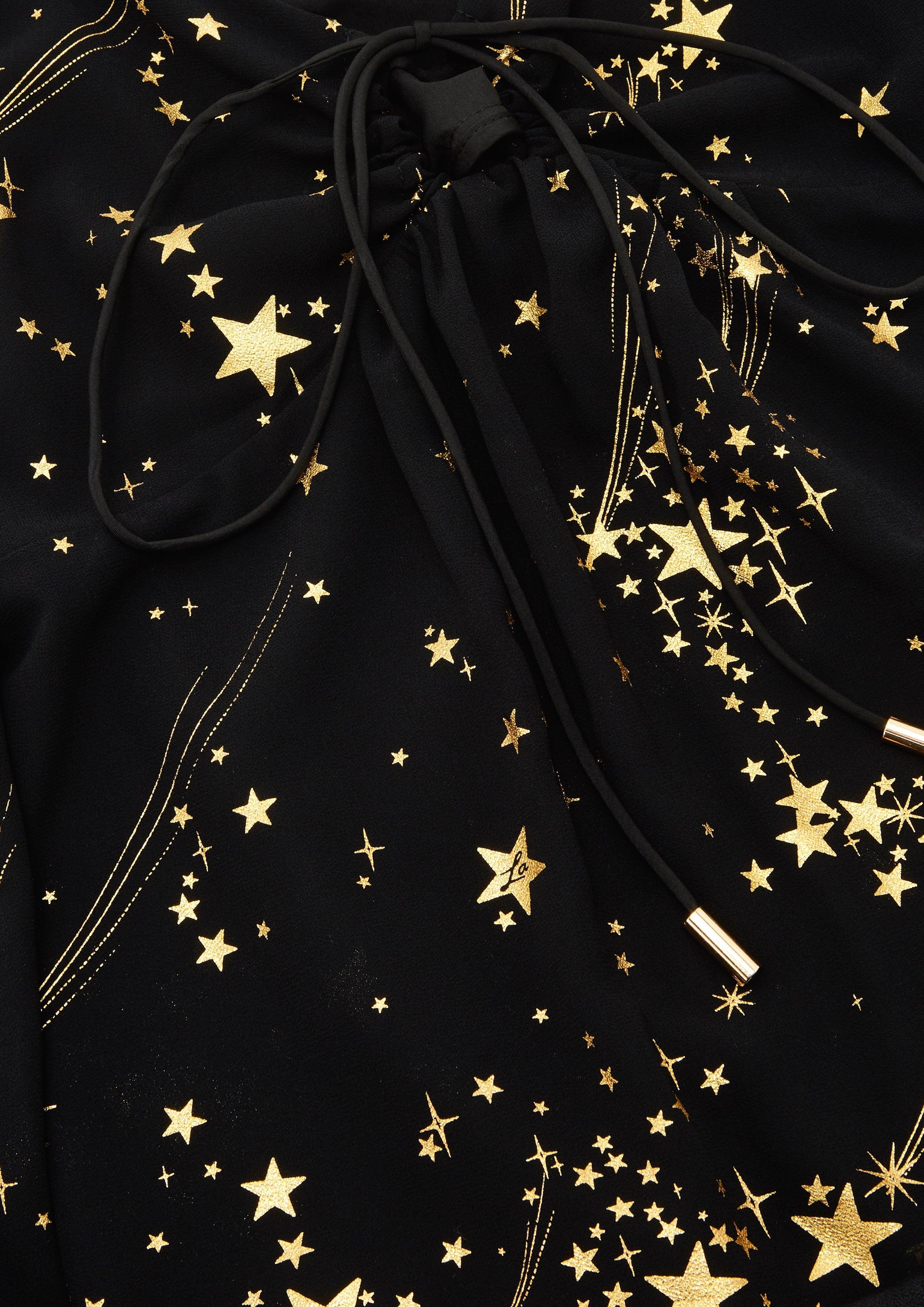 Nostalgia Chronicles Starry Dazzling Sheer Blouse Black