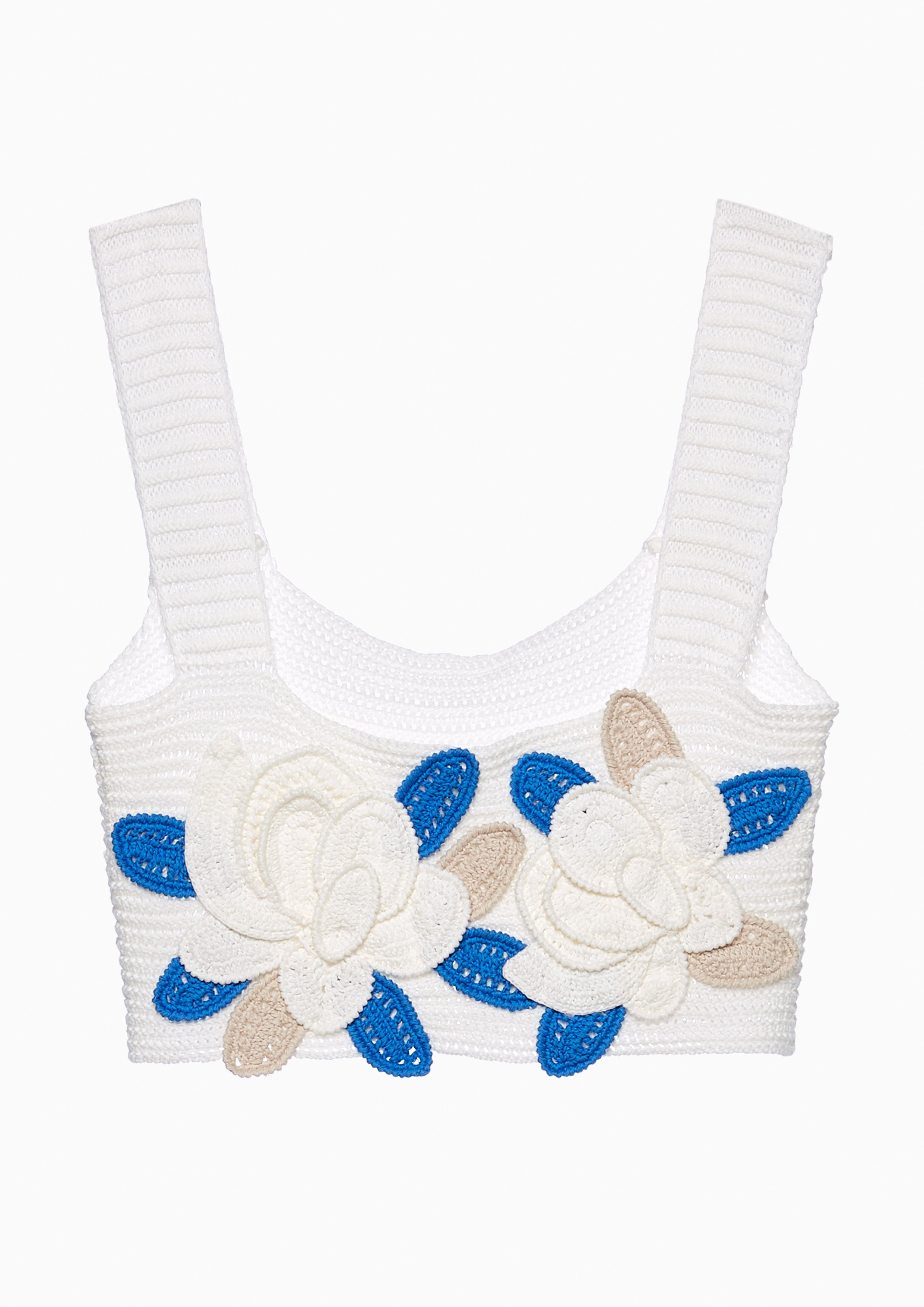 Knit Flower Accent Crop Top Nostalgia Chronicle Collection