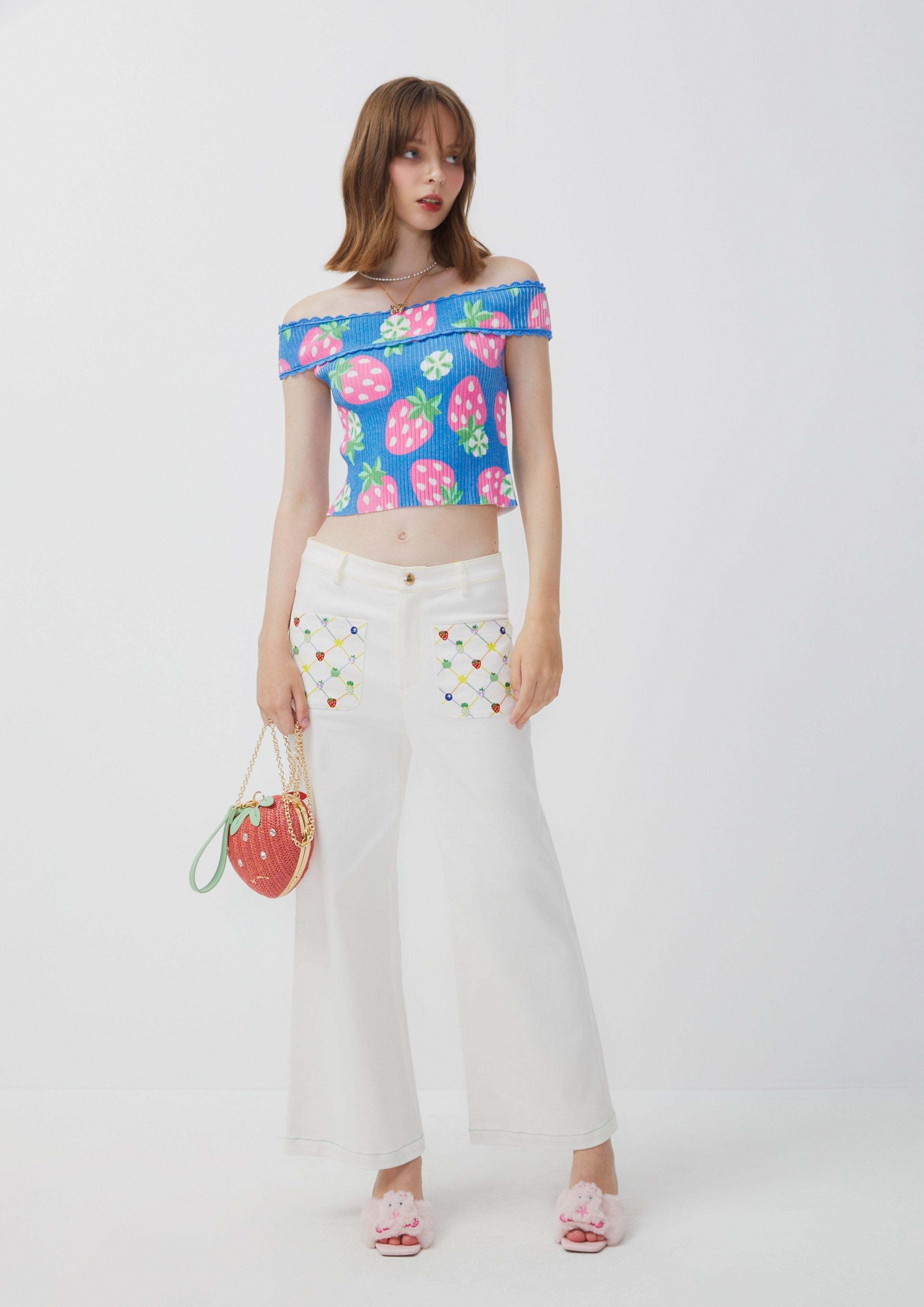 Nostalgia Chronicles Fruity Flared Pants White