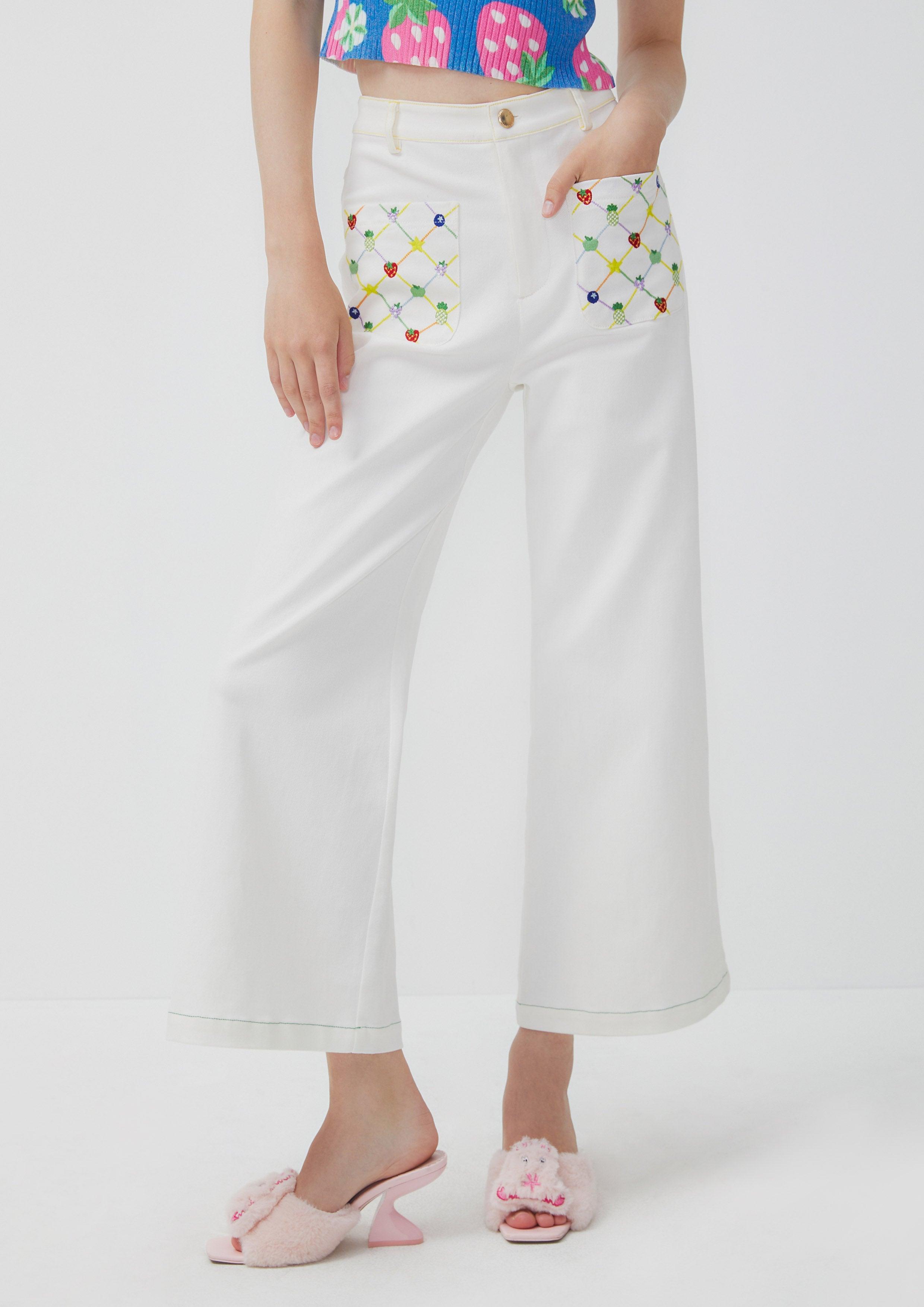 Nostalgia Chronicles Fruity Flared Pants White