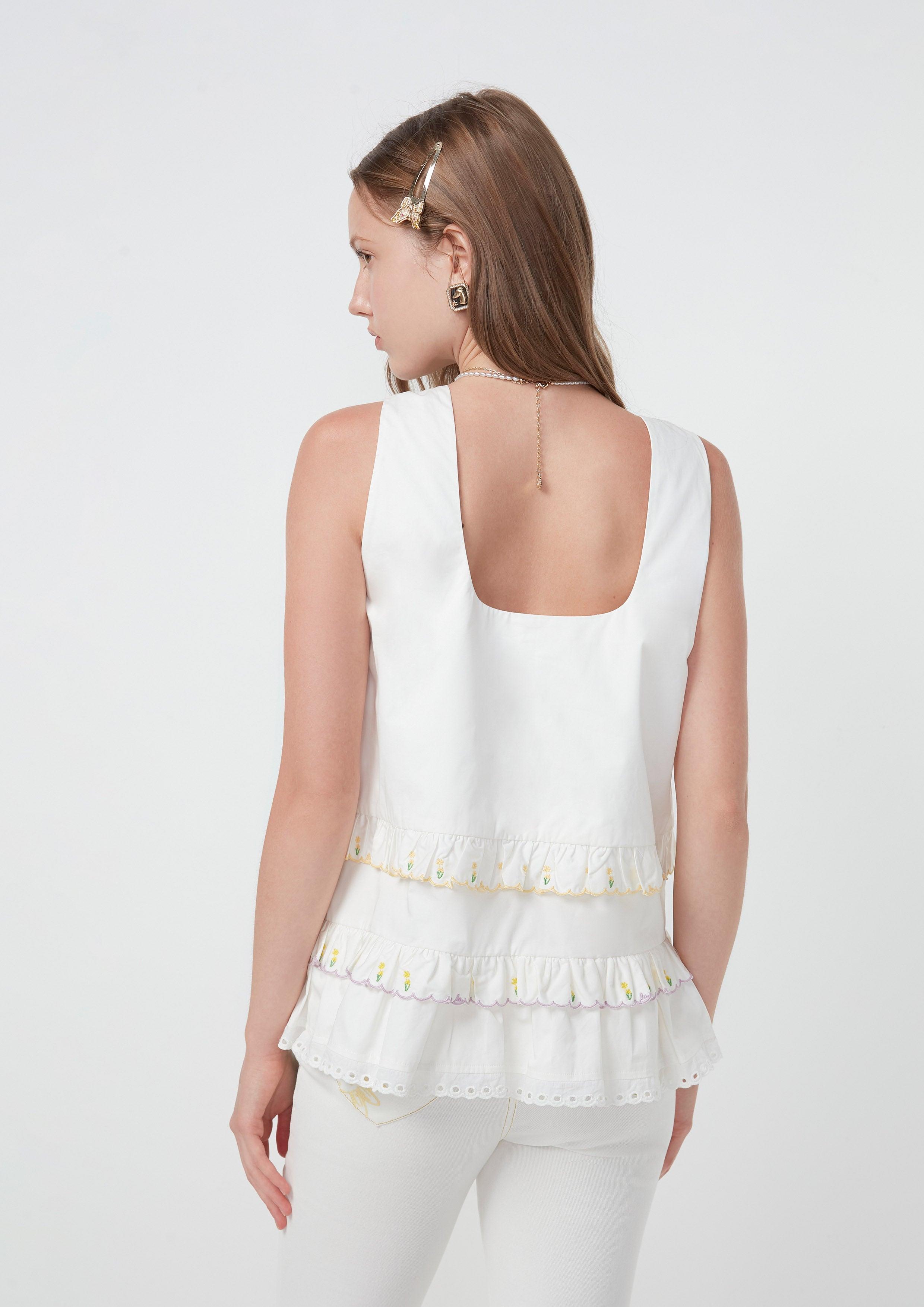 Nostalgia Chronicles Sleeveless Bow Blouse White