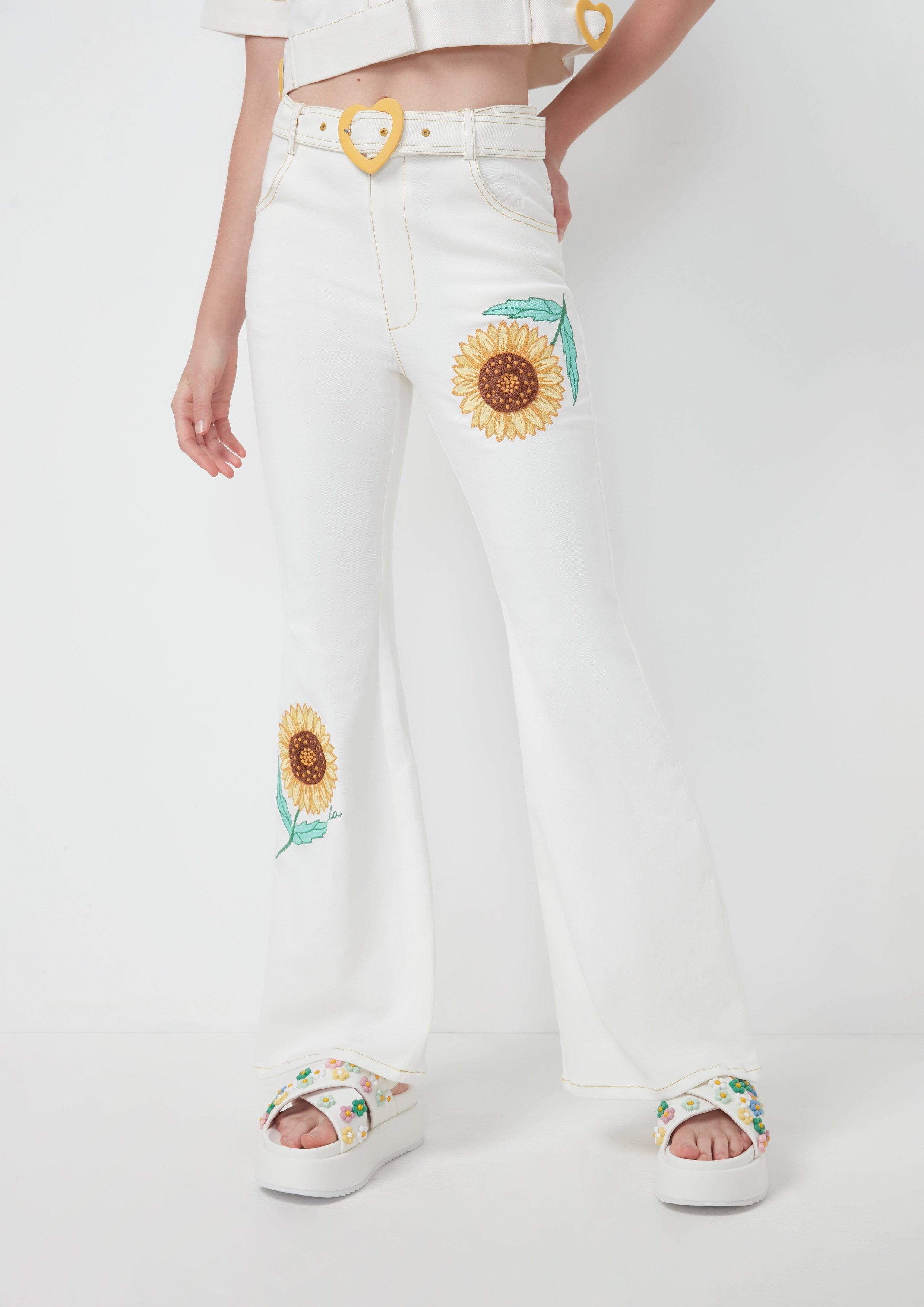 Sunflower Denim Pants White