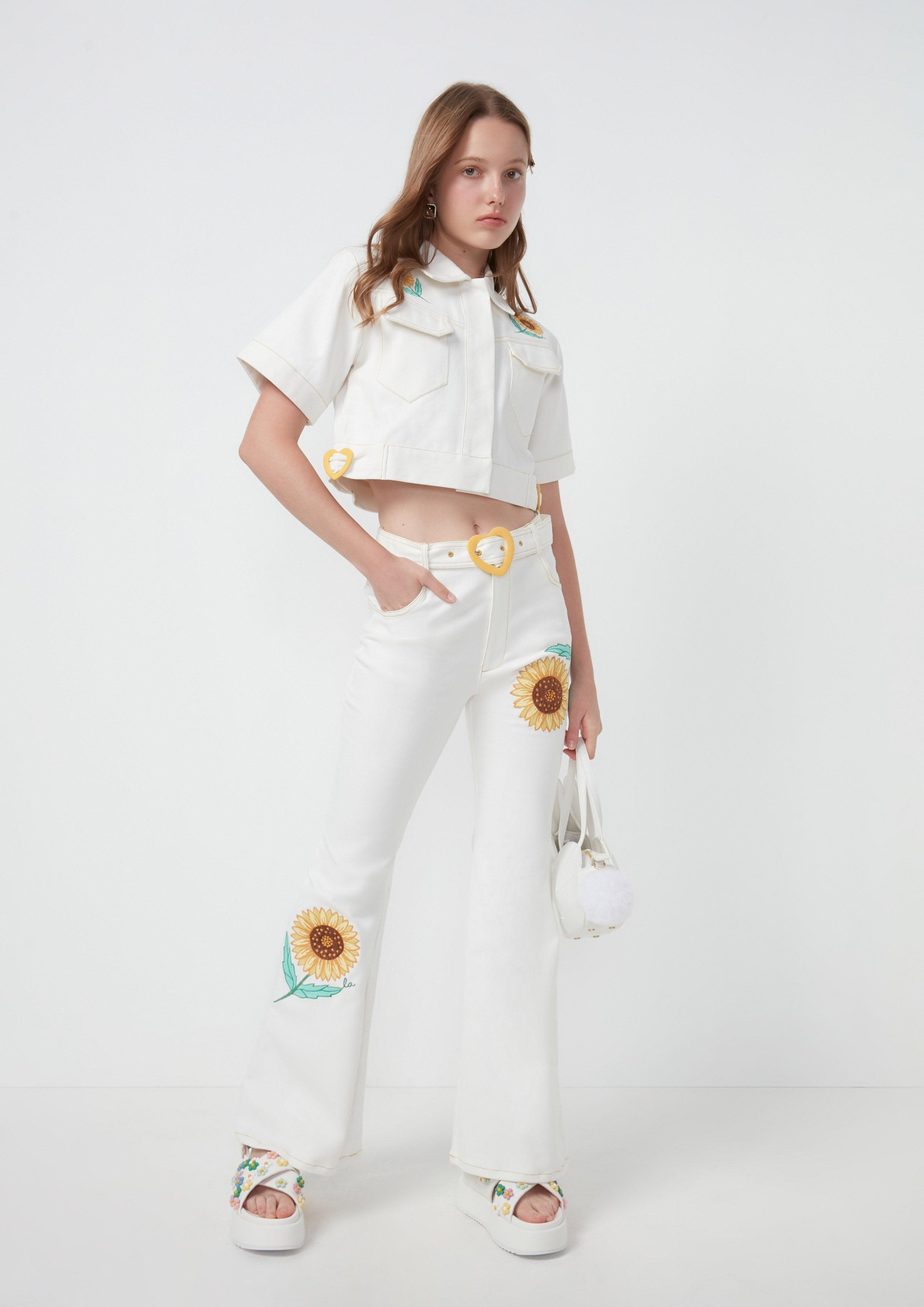 Sunflower Denim Pants White