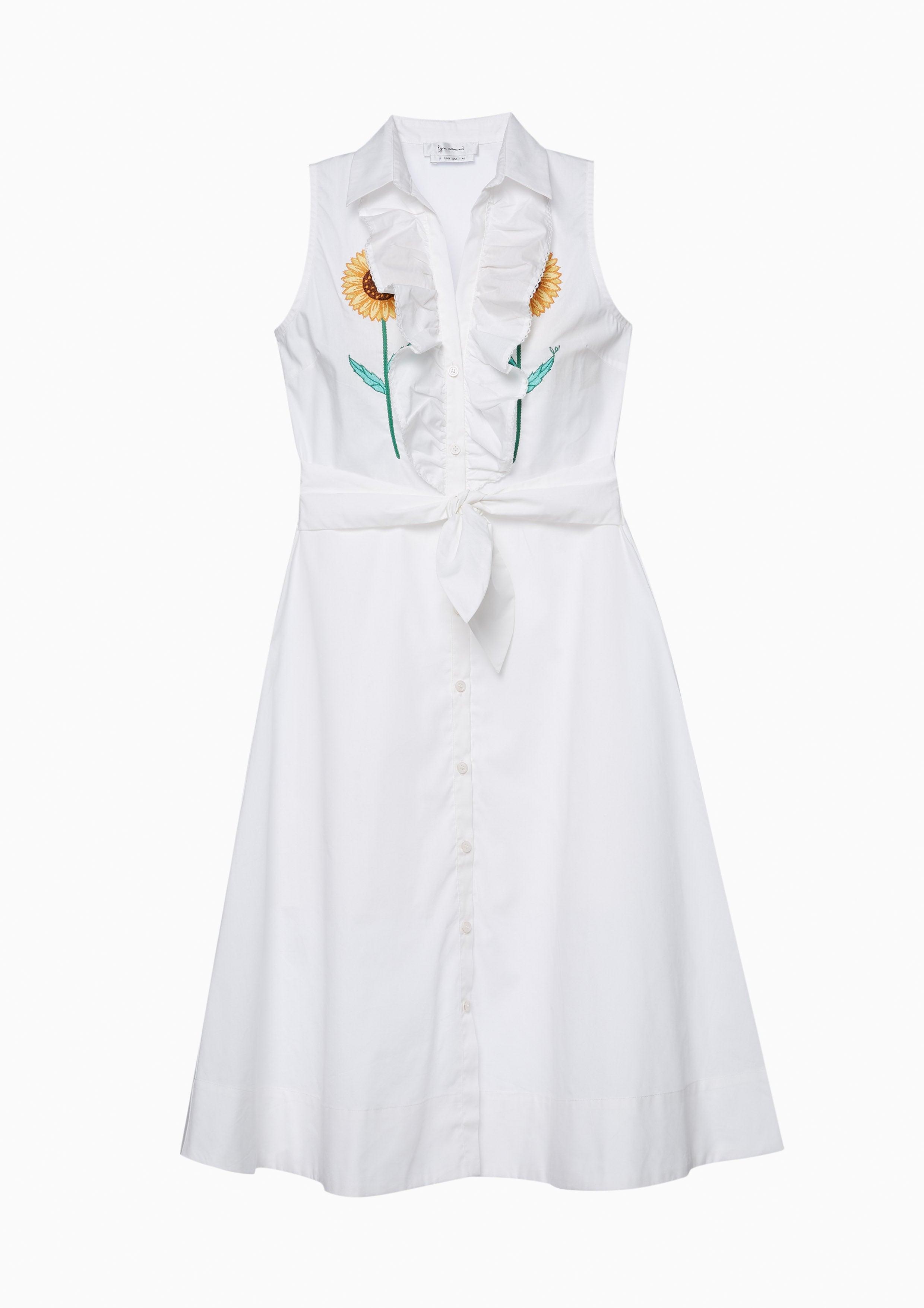 Nostalgia Chronicles Sunflower Midi Dress White