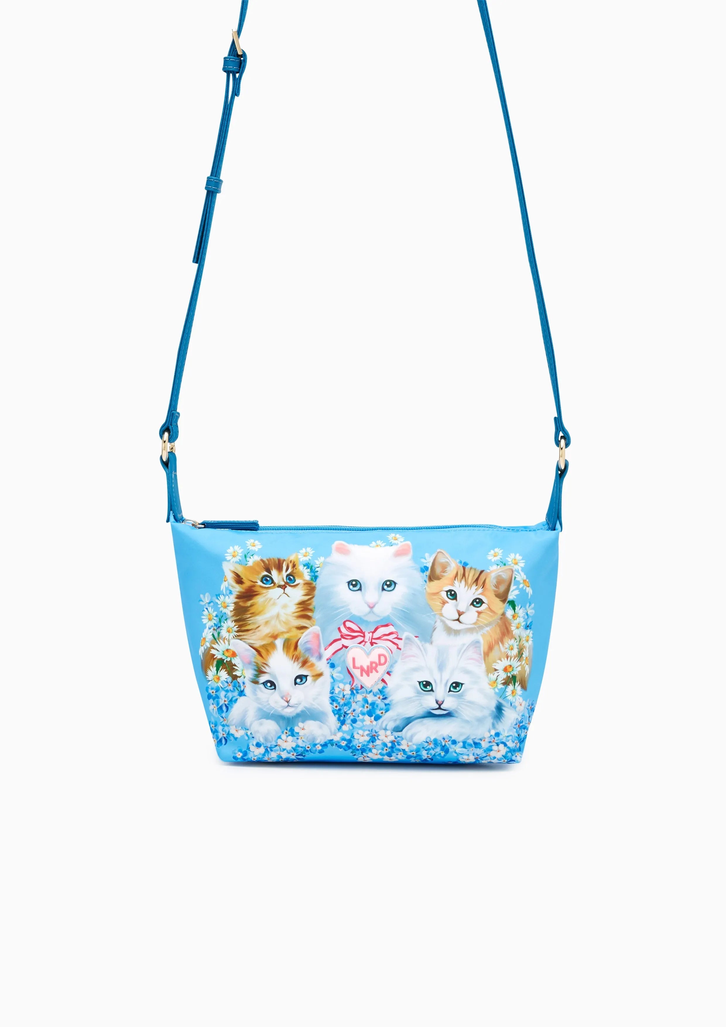 Kitten Print Top Handle Crossbody Bag Multi Color