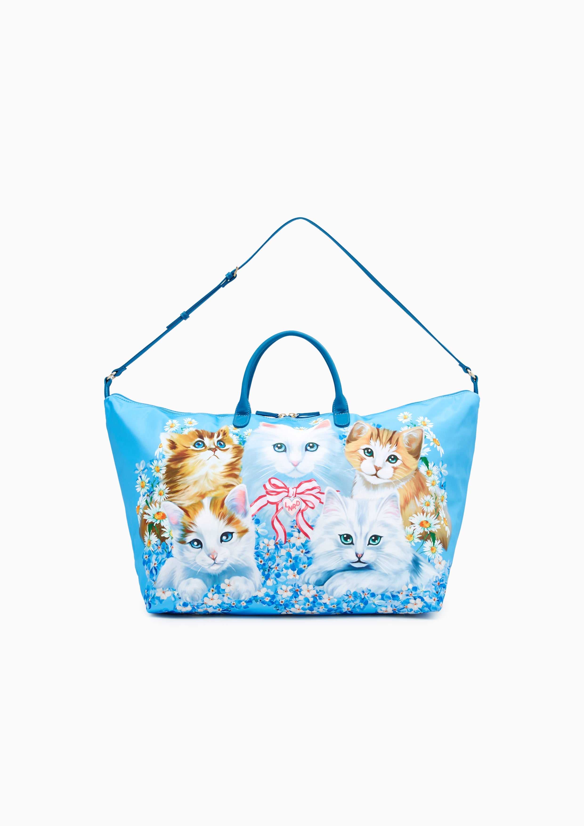 Kitten Print Top Handle Crossbody Bag Multi Color