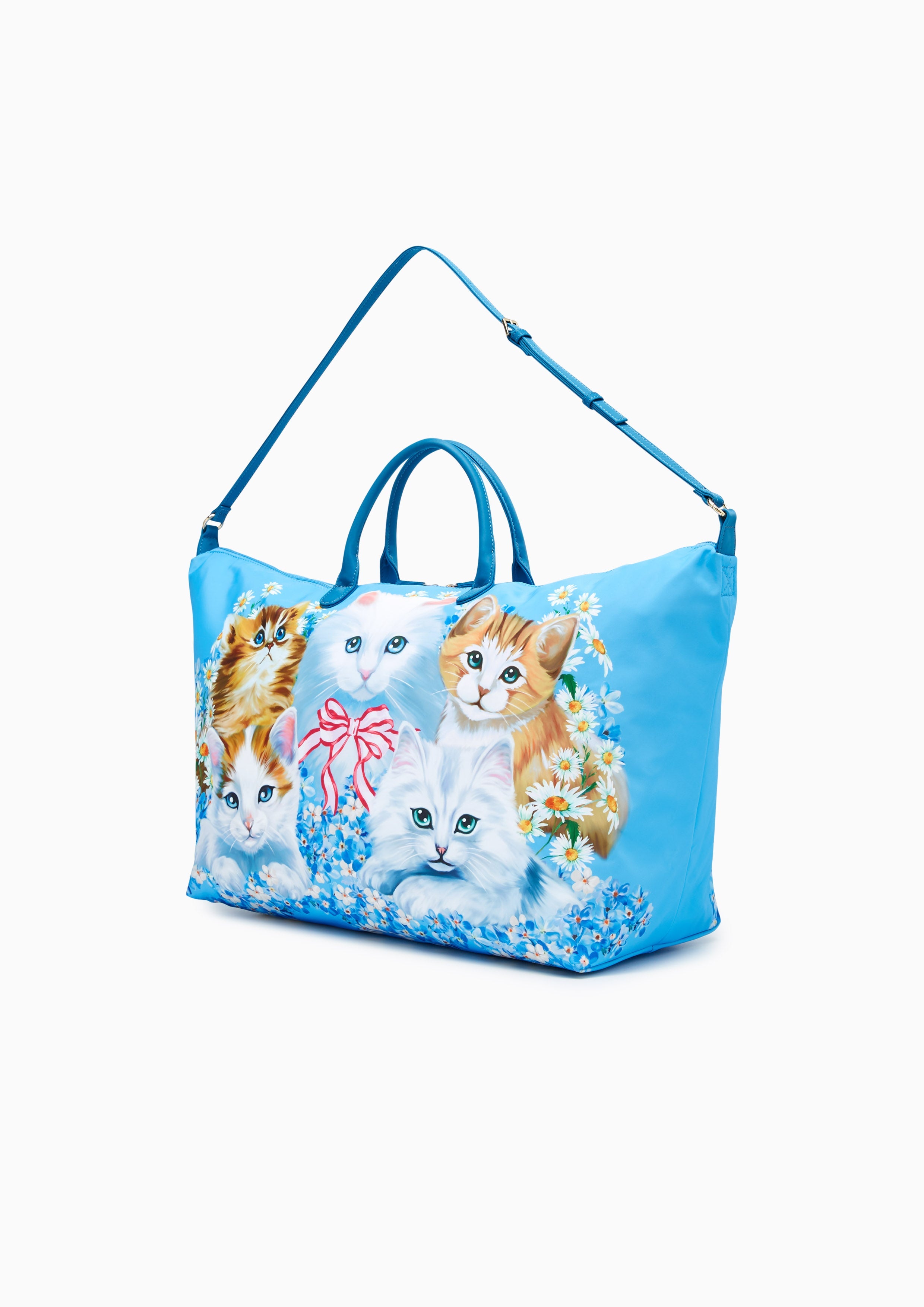 Kitten Print Top Handle Crossbody Bag Multi Color