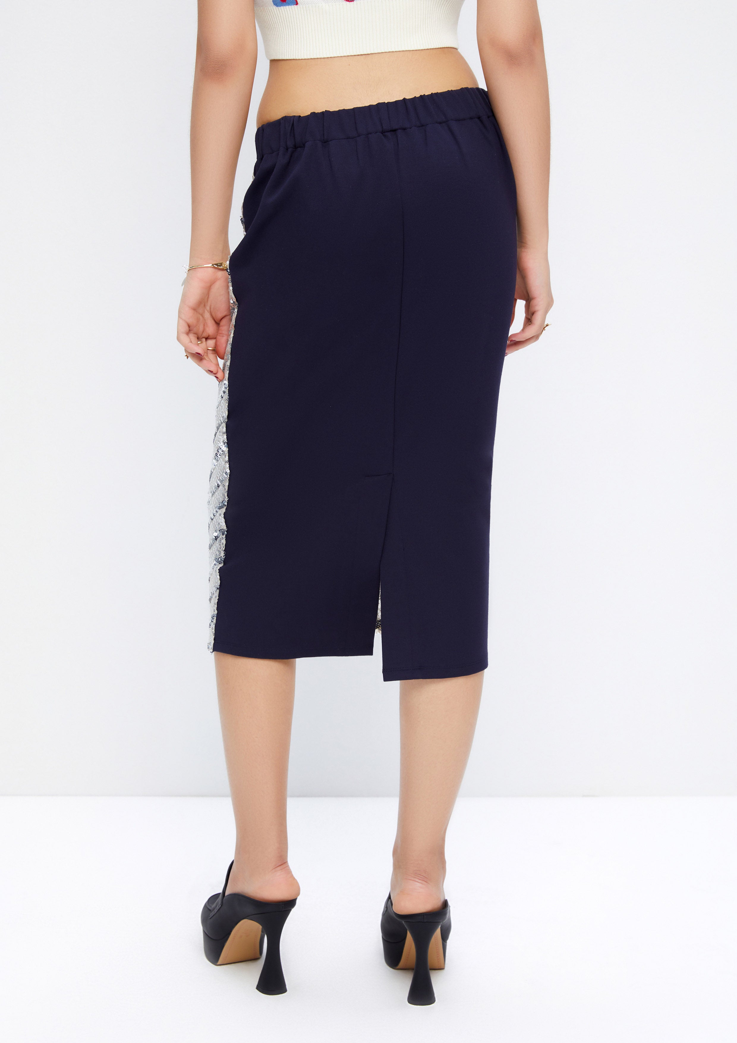 Sequined Panel Midi Pencil Skirt The Star Athlete Collection