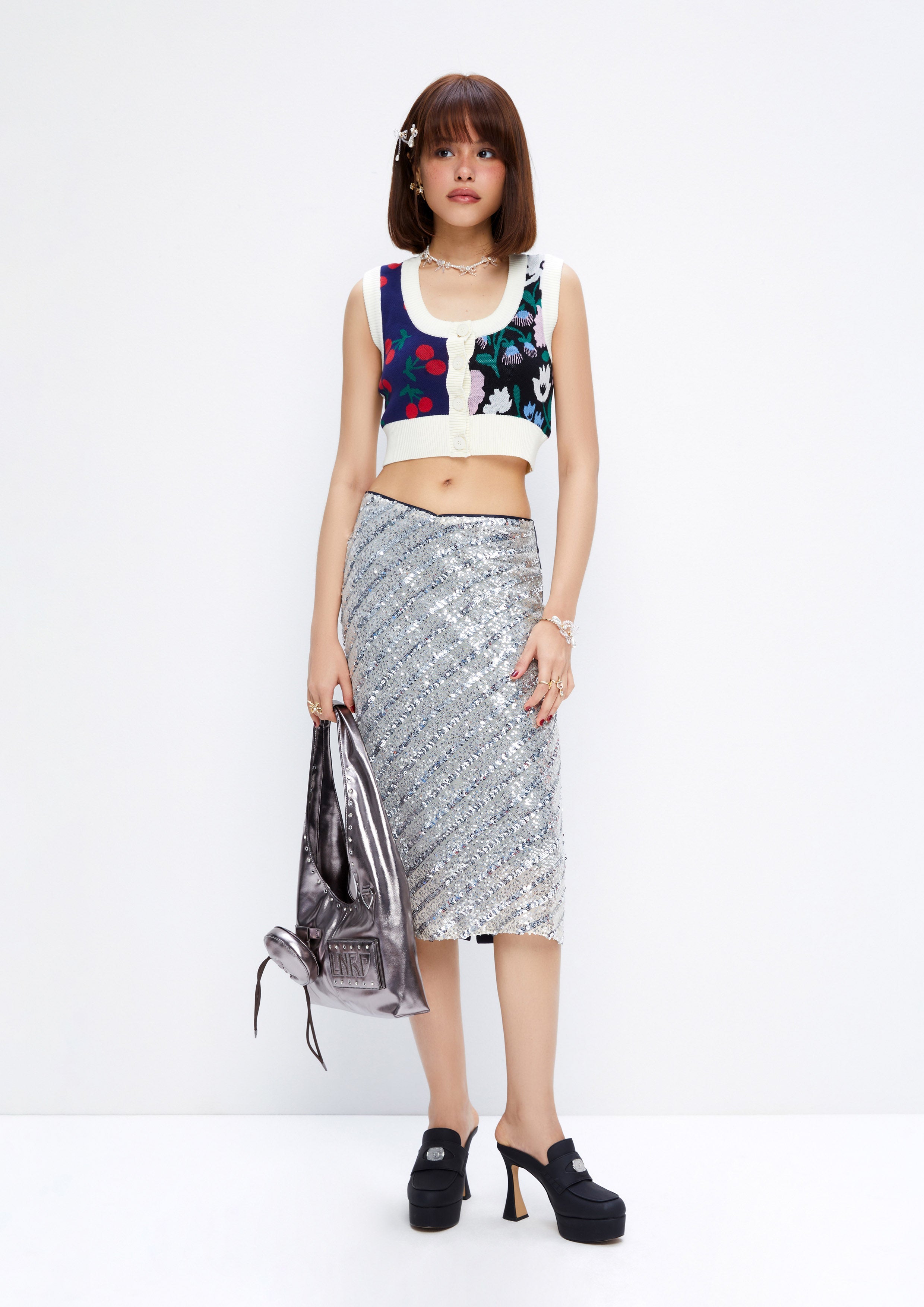 Sequined Panel Midi Pencil Skirt The Star Athlete Collection