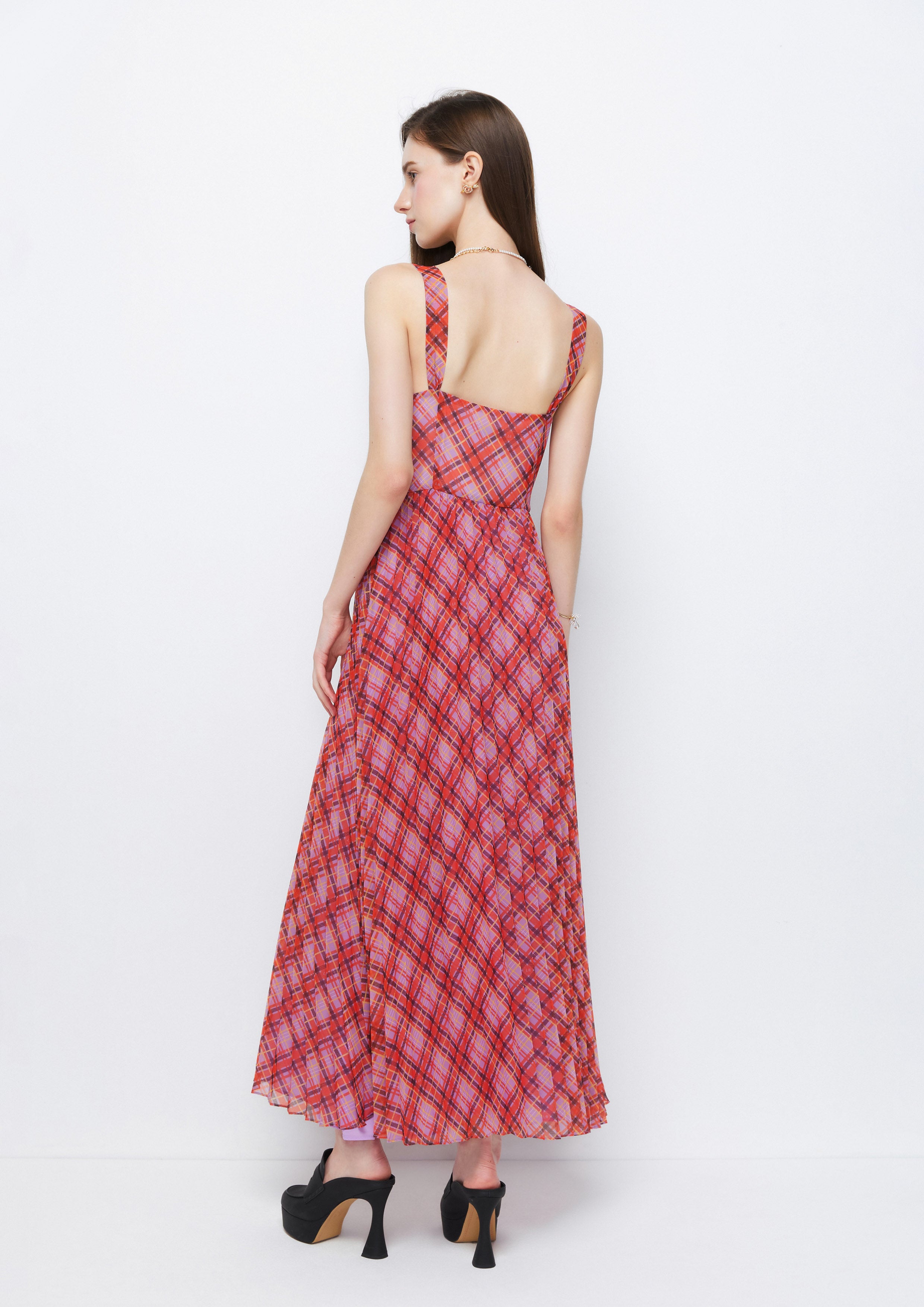 Plaid Pleated Midi Dress Grunge and Sugar Collection